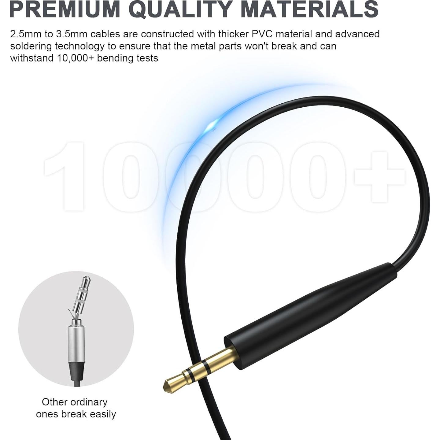 Cable de audio 2.5mm a 3.5mm Gneinour para Bose y JBL