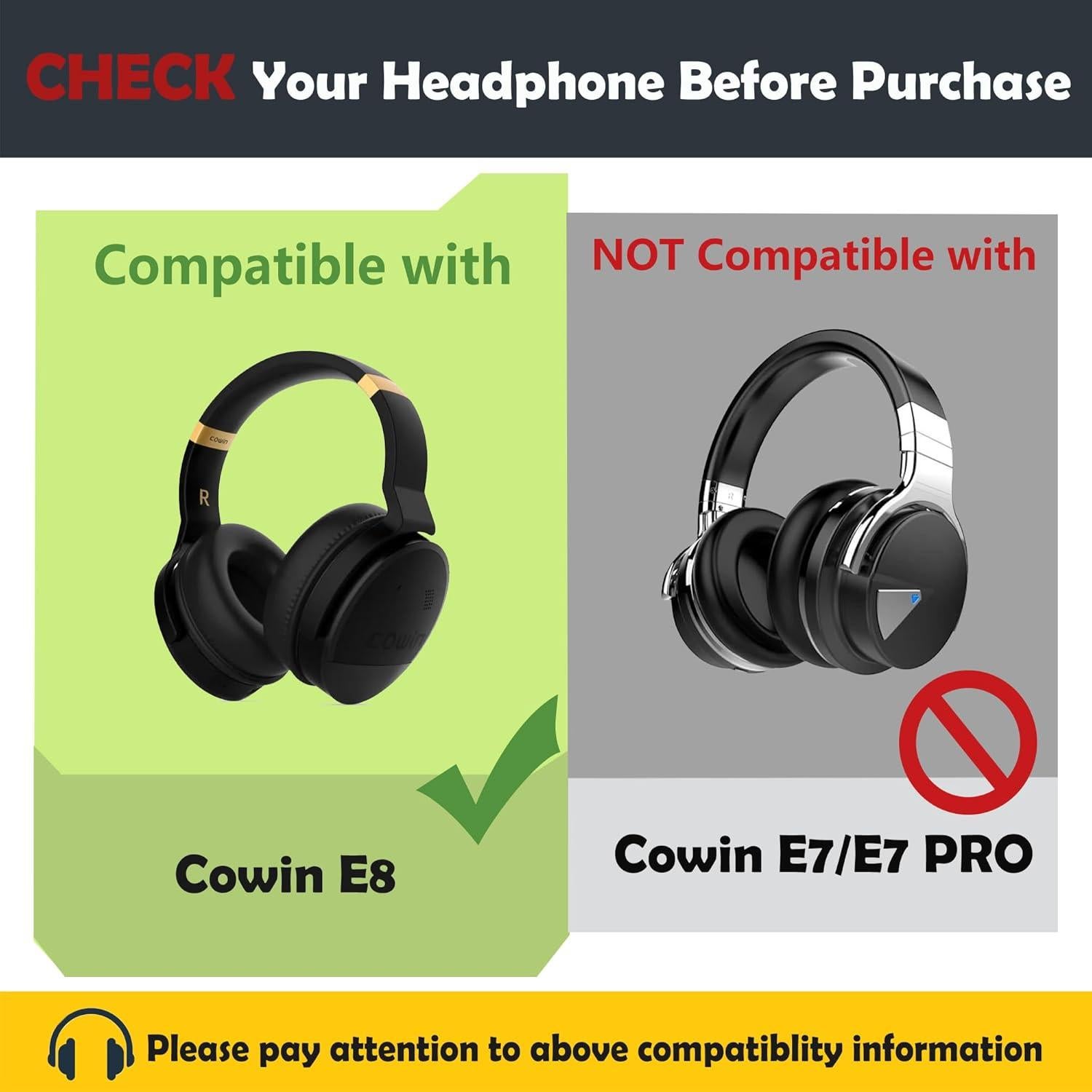 Cojines de Repuesto HTINDUSTRY para Auriculares Cowin E8