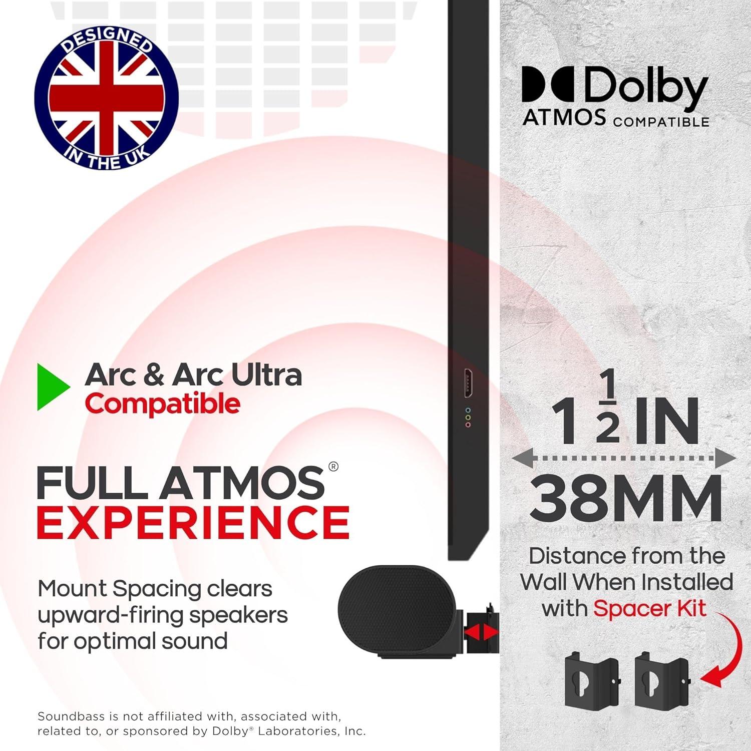 Soporte de Pared Soundbass para Sonos Arc y Arc Ultra, Negro