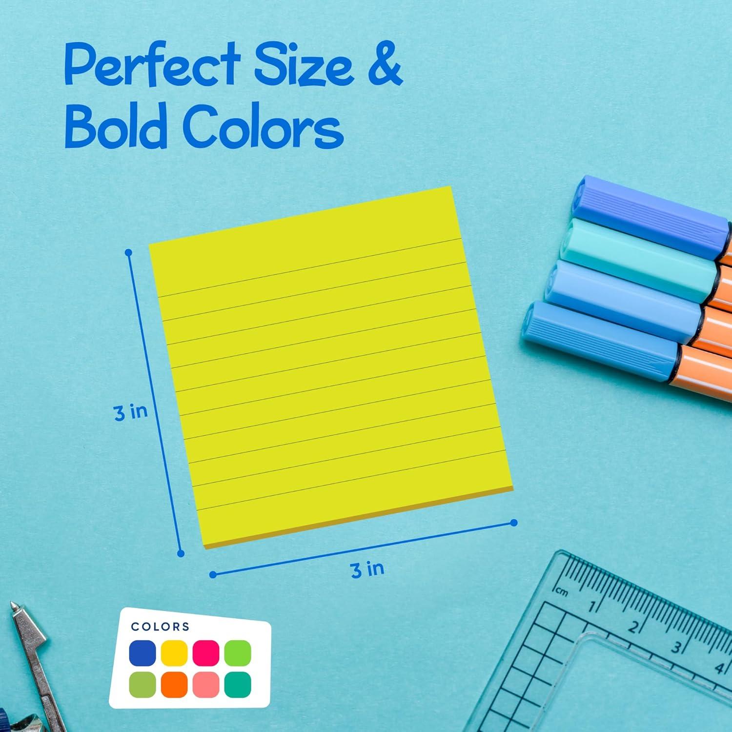 Notas Adhesivas Rayadas Infiniko 3x3 cm - Paquete de 8 Blocs