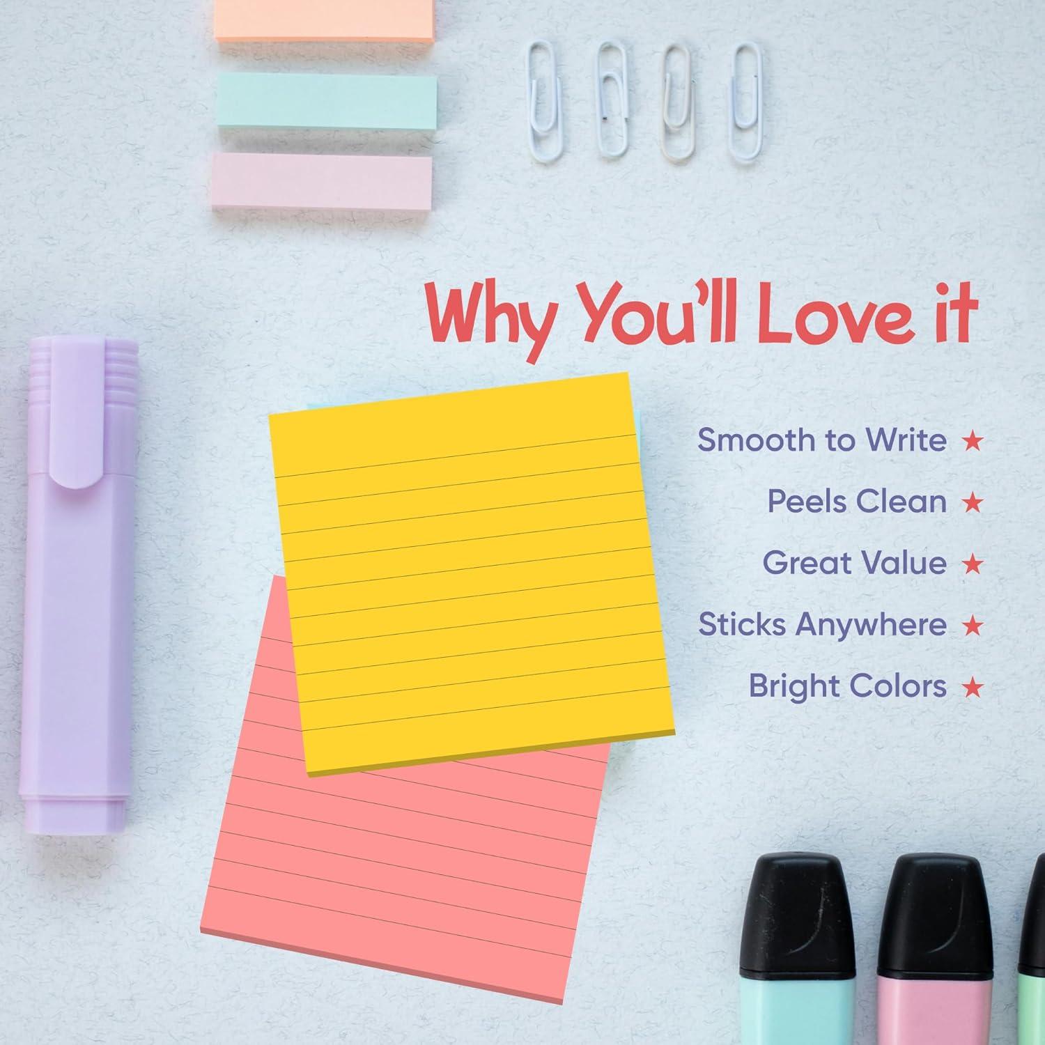 Notas Adhesivas Rayadas Infiniko 3x3 cm - Paquete de 8 Blocs