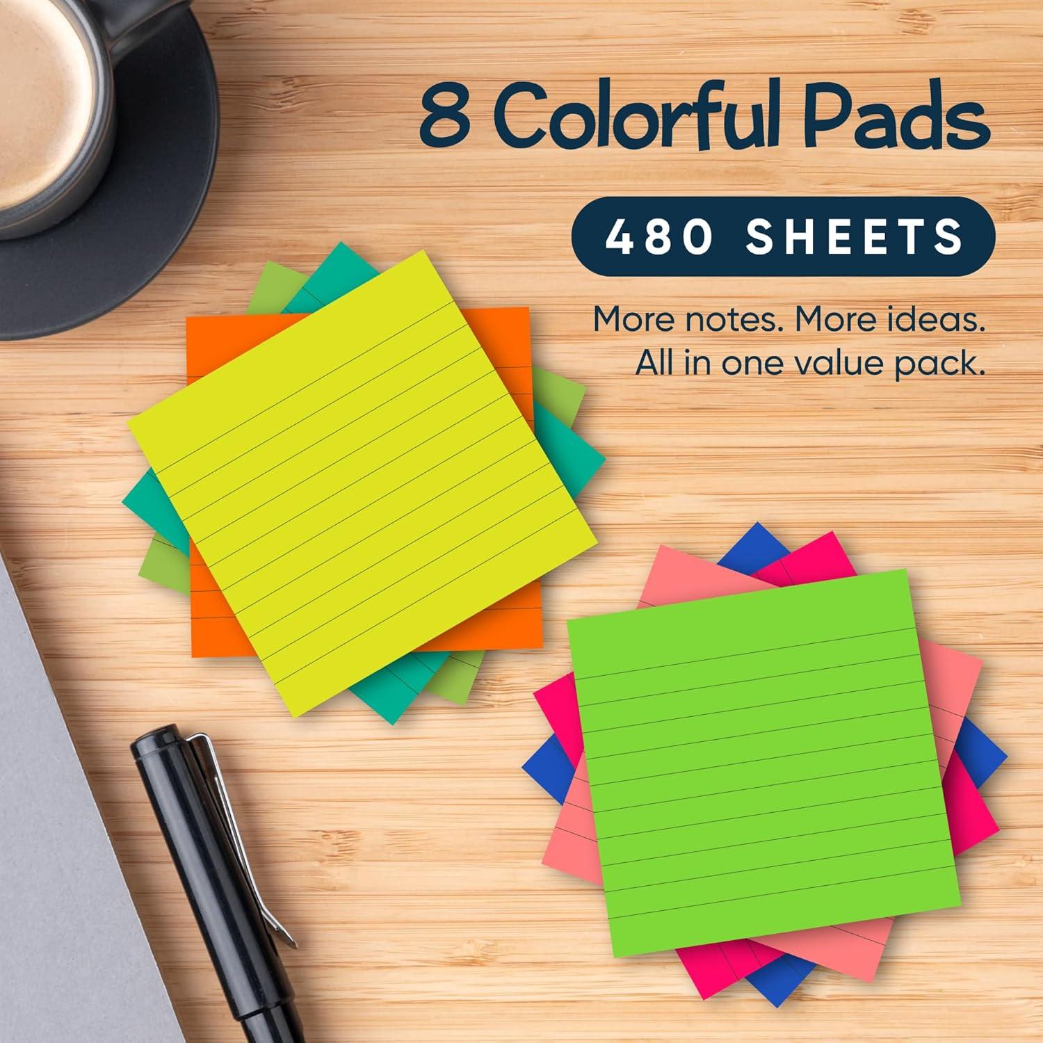 Notas Adhesivas Rayadas Infiniko 3x3 cm - Paquete de 8 Blocs