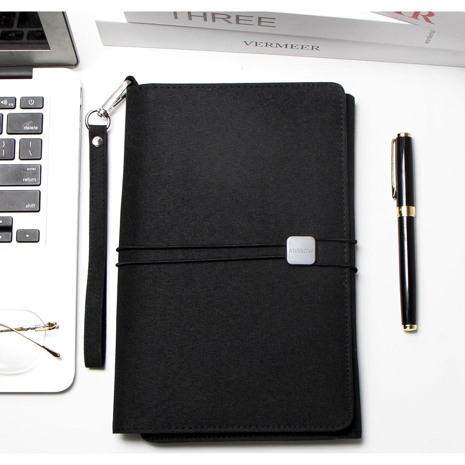 Funda Folio ANSSOW para Cuaderno A5 - Organizador Negro