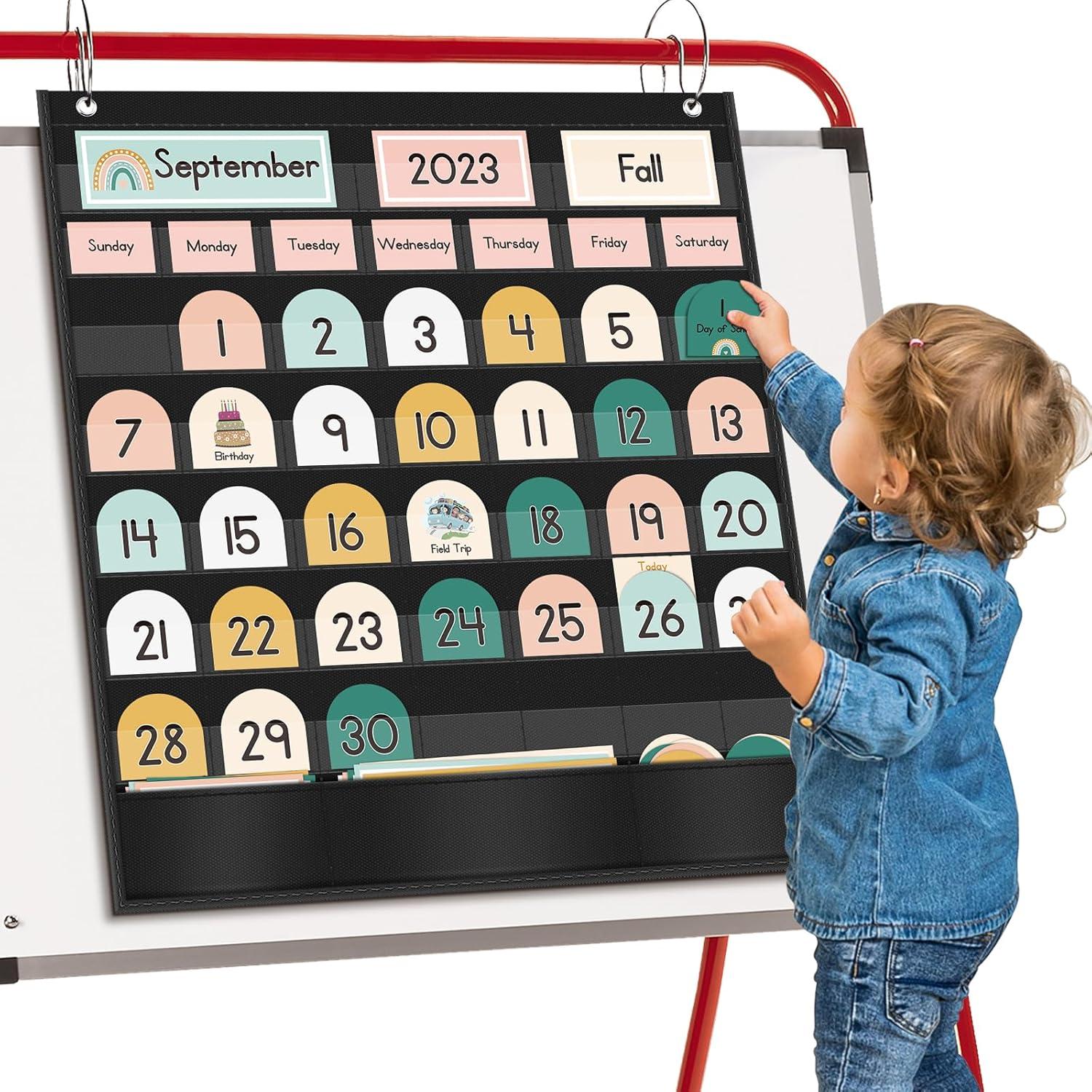 Calendario de Aula Boho EAMAY con 90 Tarjetas de Aprendizaje