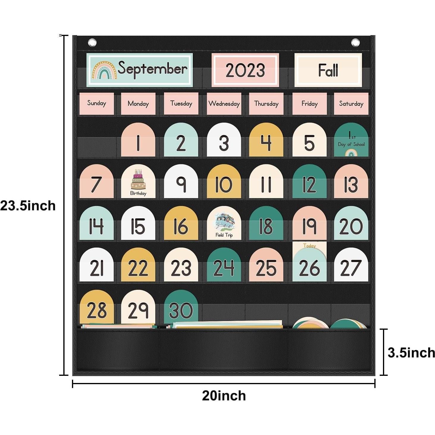 Calendario de Aula Boho EAMAY con 90 Tarjetas de Aprendizaje