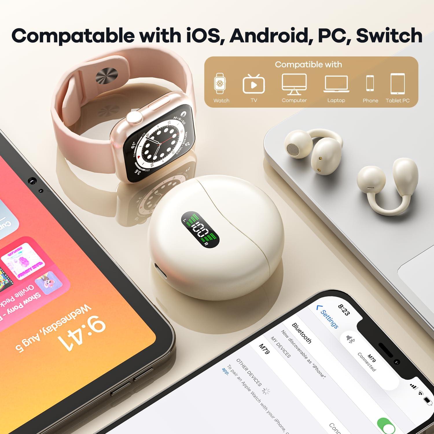 Auriculares Bluetooth Inalámbricos Conducción Ósea m79 Amarillo Claro