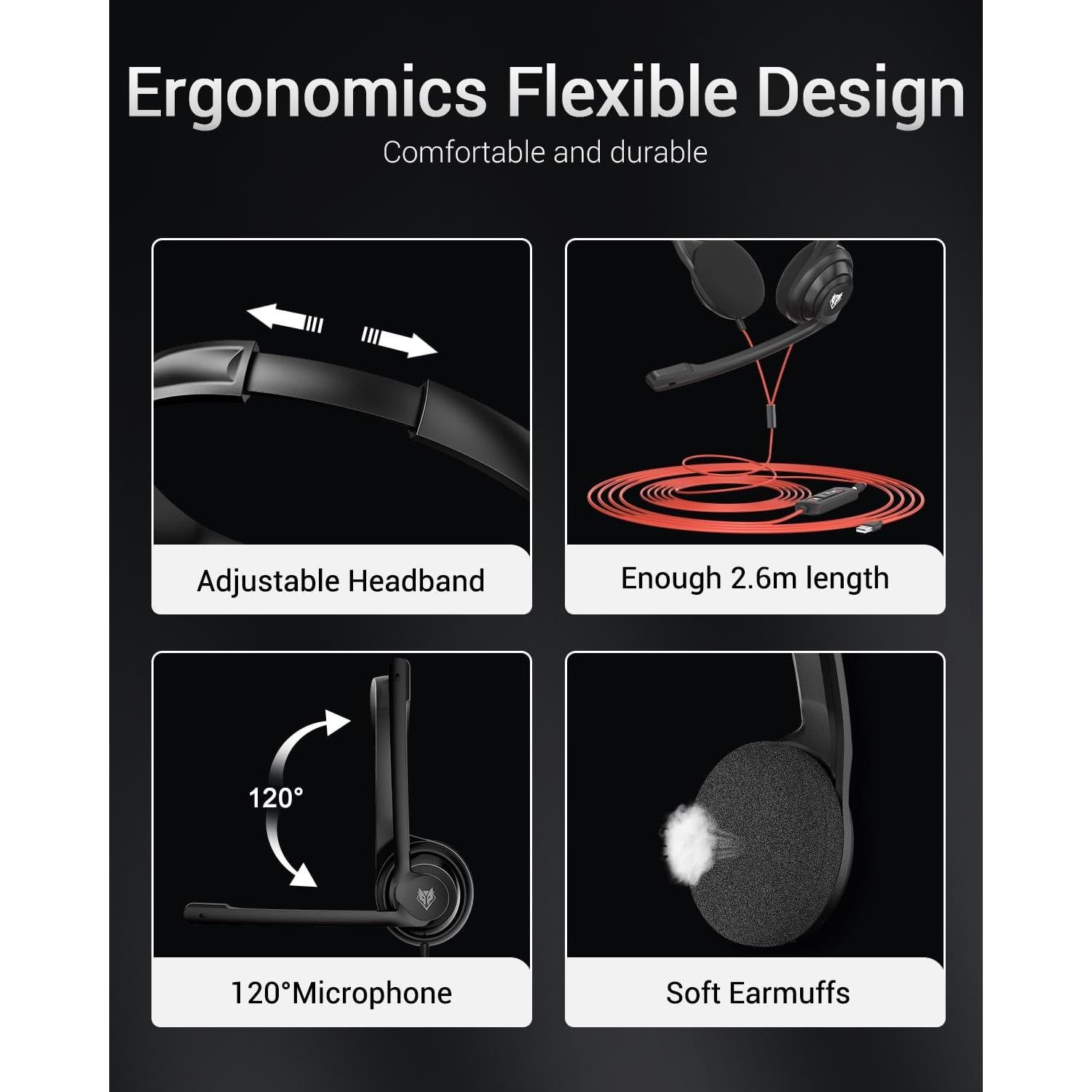 Auriculares NUBWO HW02 USB y 3.5mm con Micrófono - 5 Paquetes