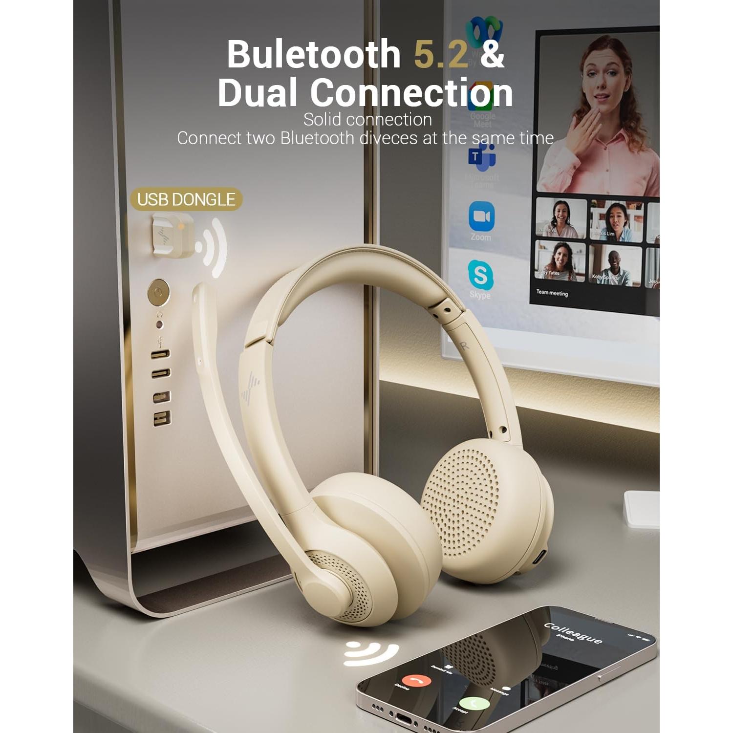 Auriculares Inalámbricos JIAMQISHI EH02-P Bluetooth 5.2 con Micrófono