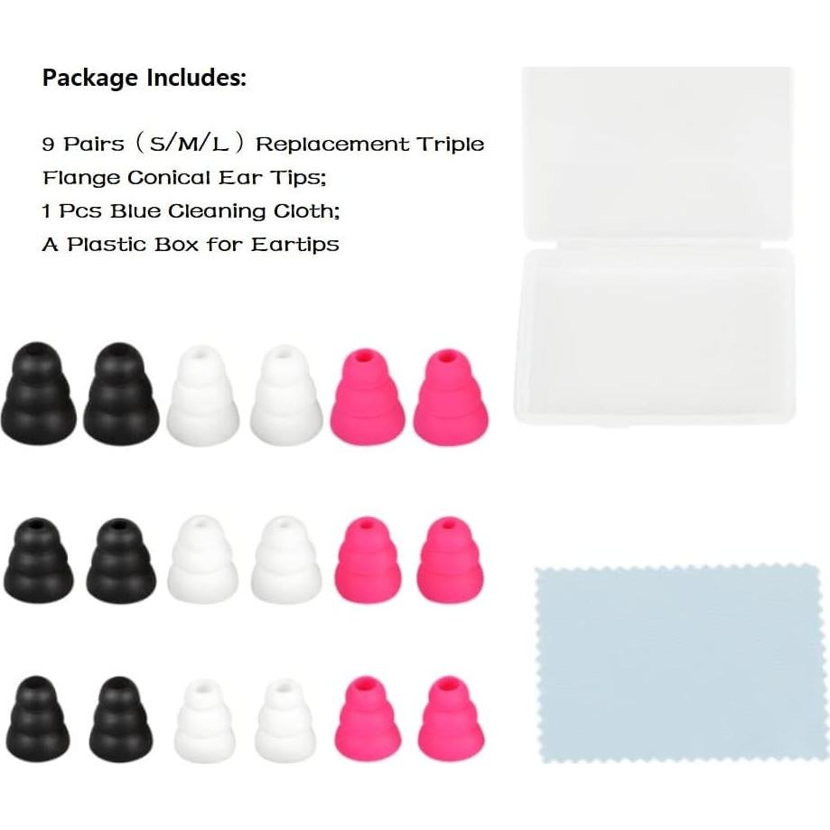 Consejos de Silicona de Triple Flanja CYADCI 9 Pares S/M/L