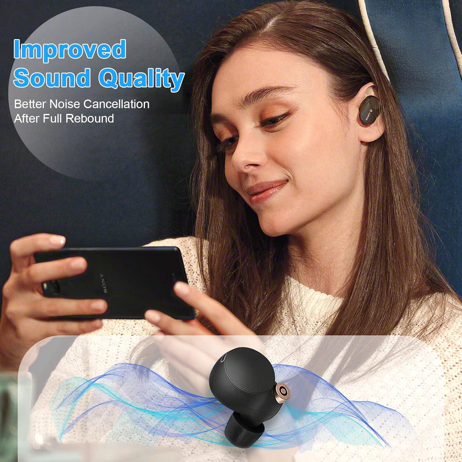 3 Pares Tapones Espuma Viscoelástica Sony WF-1000XM4 (M, Negro)