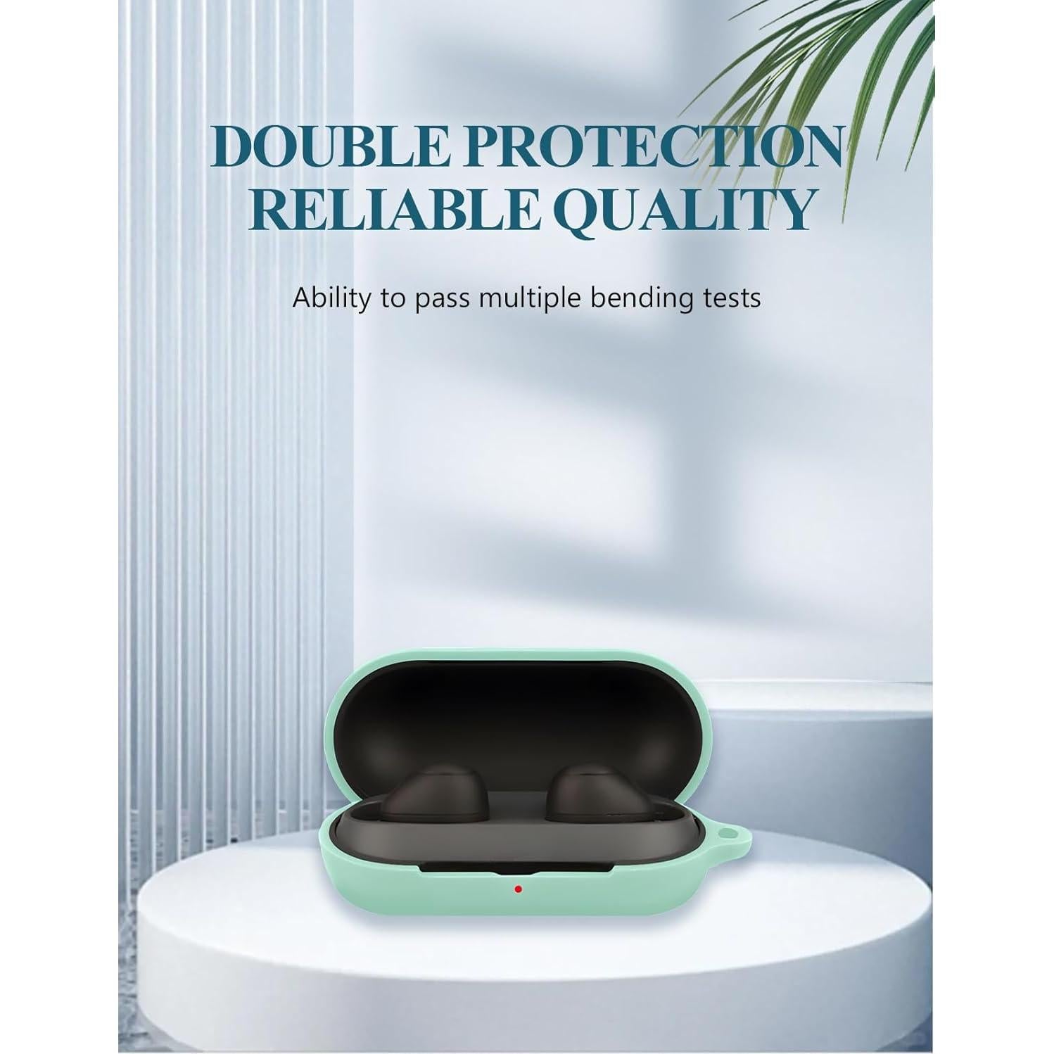 Funda de silicona WUNIAK para auriculares Sony WF-C700N verde menta