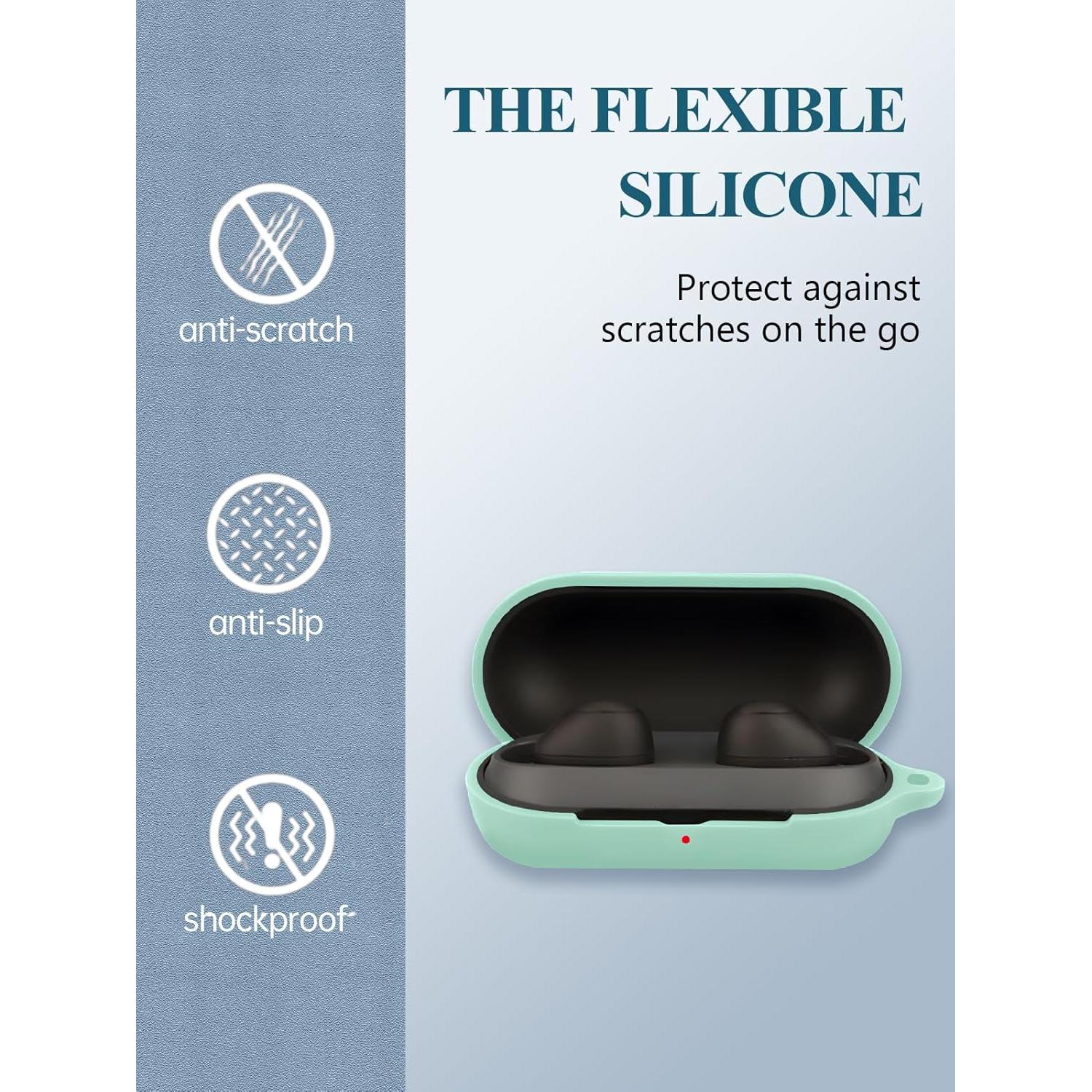 Funda de silicona WUNIAK para auriculares Sony WF-C700N verde menta