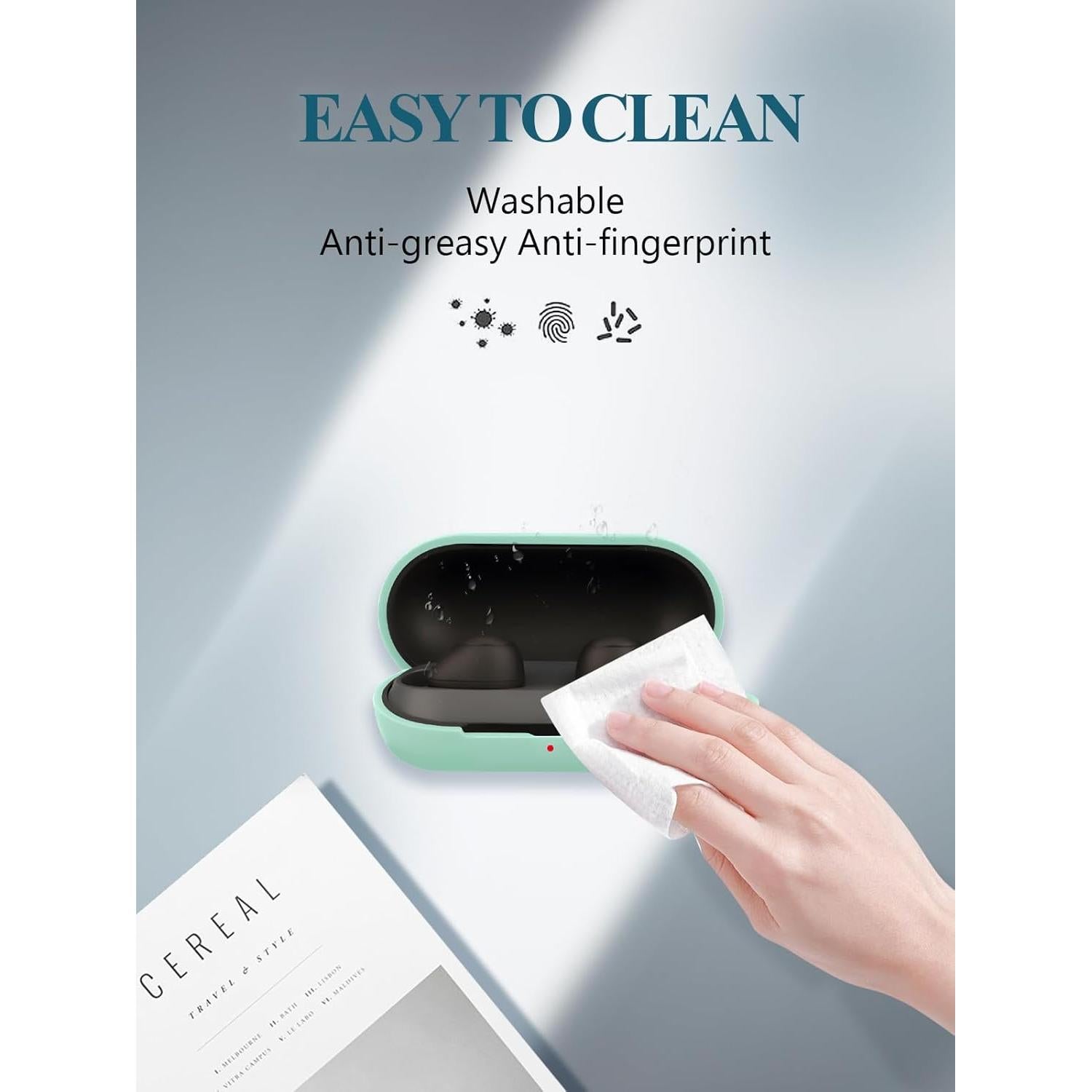 Funda de silicona WUNIAK para auriculares Sony WF-C700N verde menta