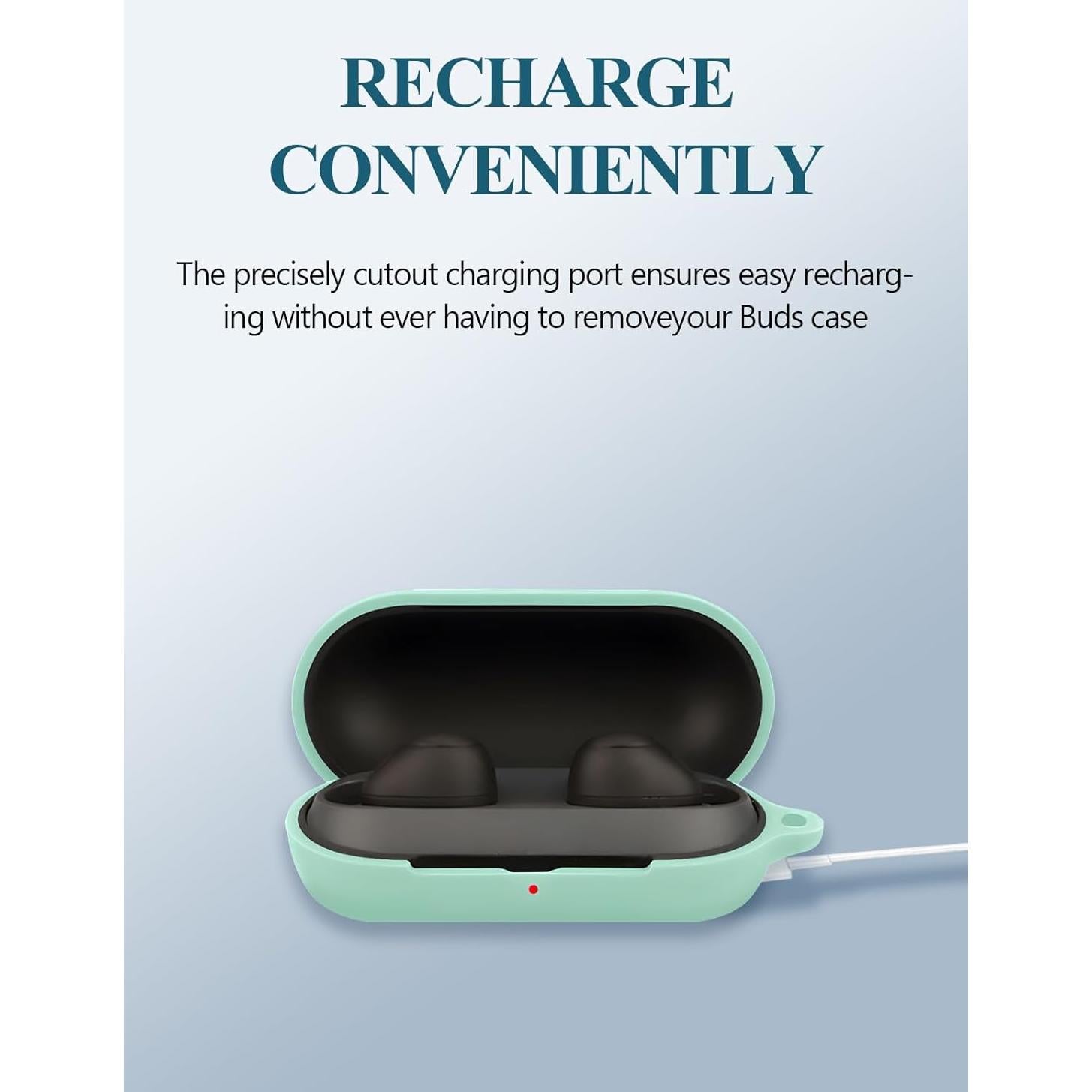 Funda de silicona WUNIAK para auriculares Sony WF-C700N verde menta