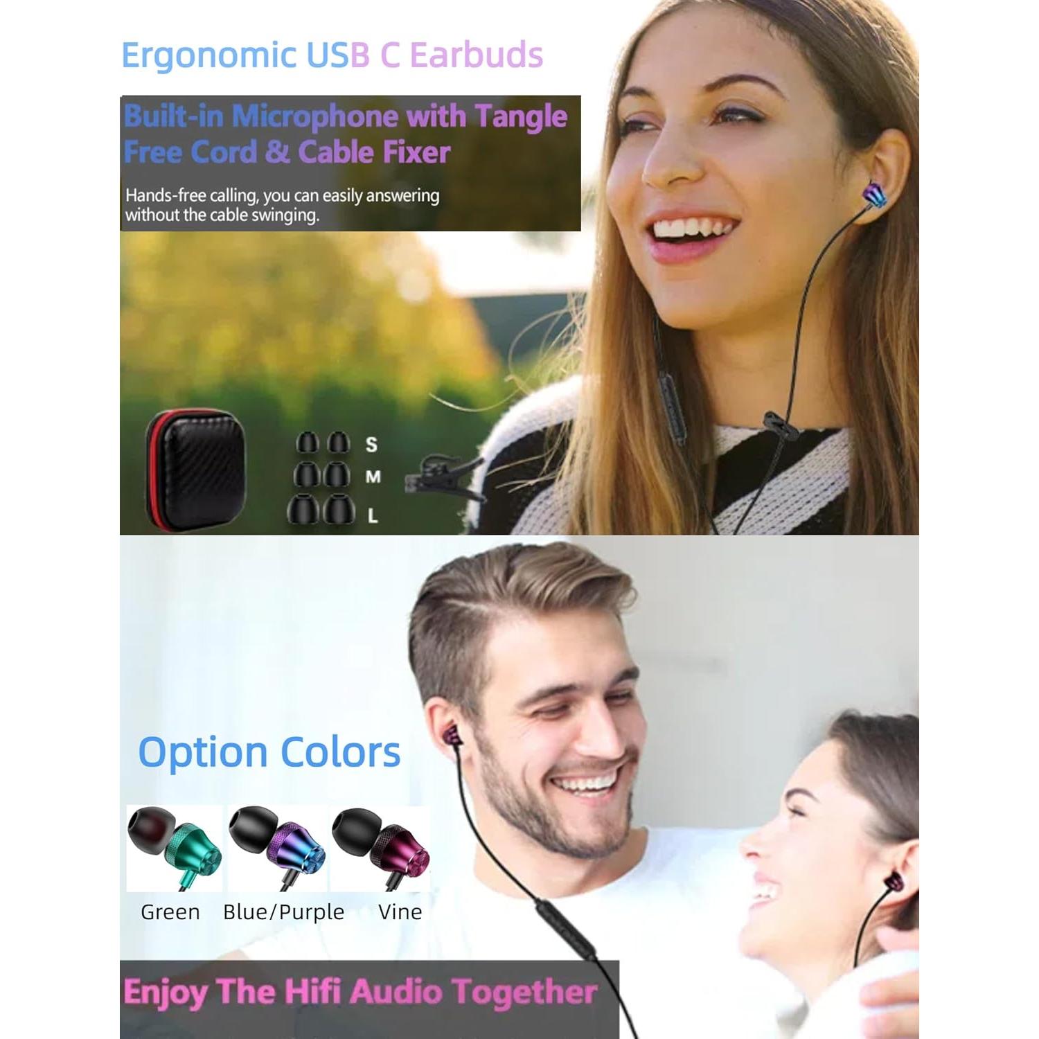 Auriculares USB C TOPAUX In-Ear con Micrófono y Control de Volumen