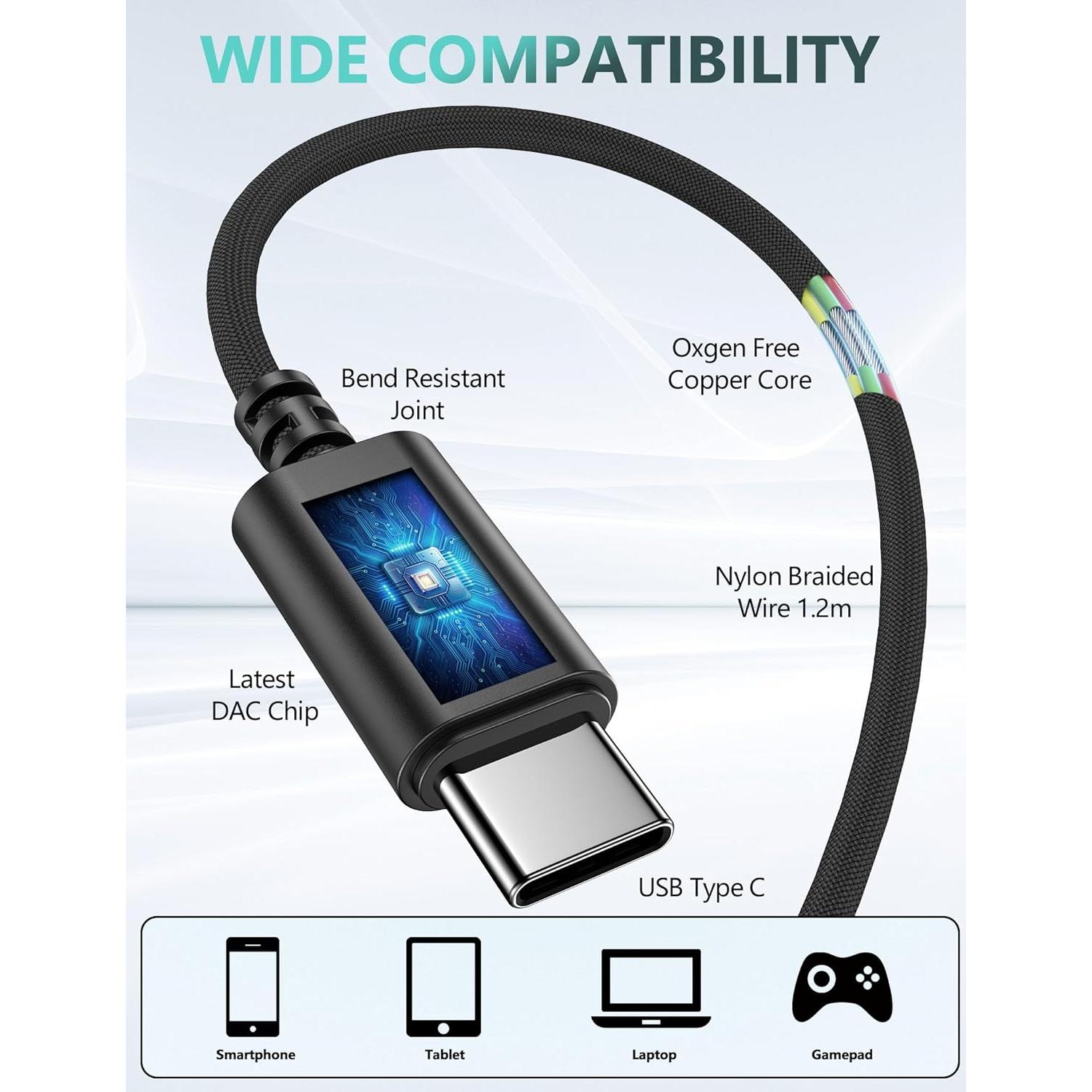 Auriculares USB C TOPAUX In-Ear con Micrófono y Control de Volumen