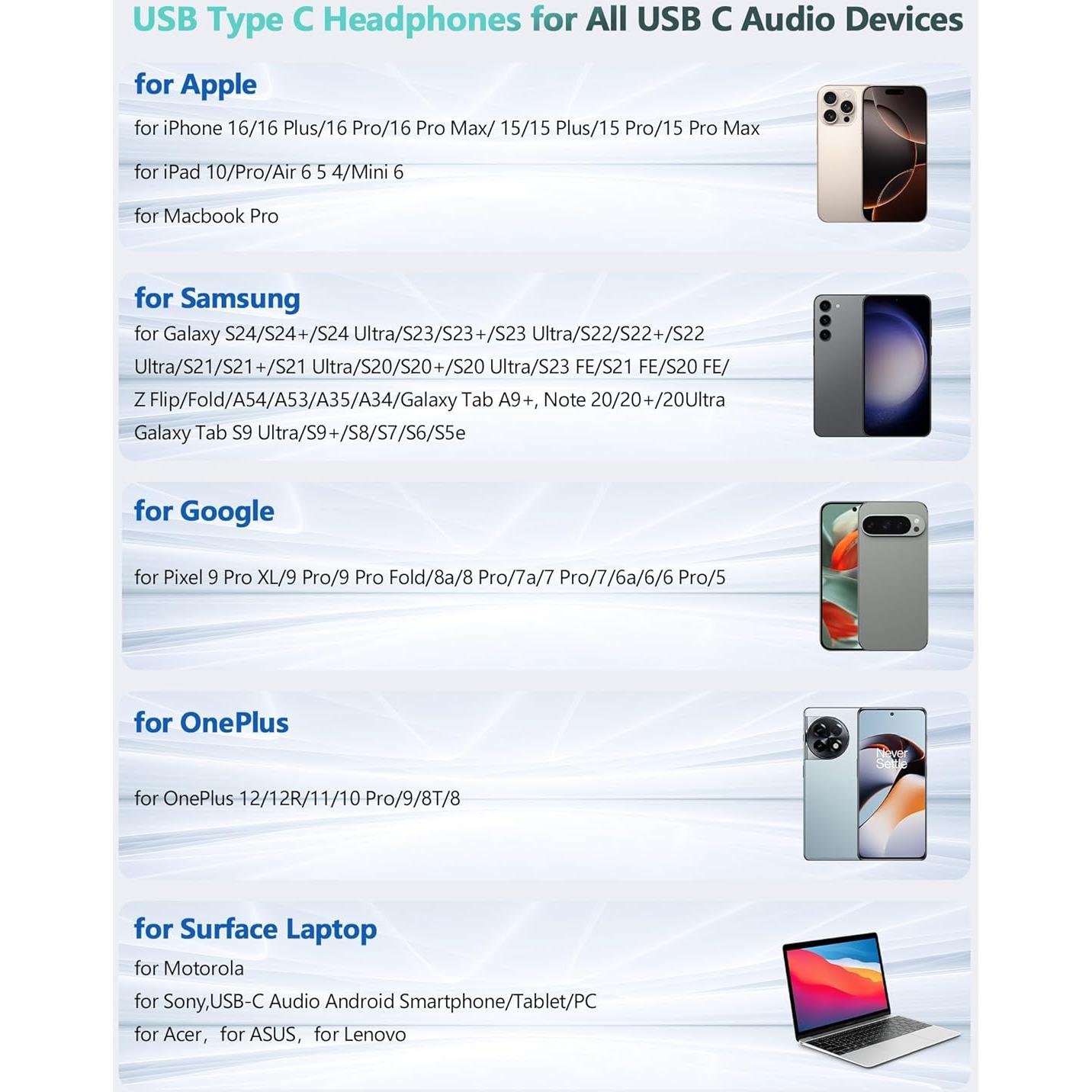 Auriculares USB C TOPAUX In-Ear con Micrófono y Control de Volumen