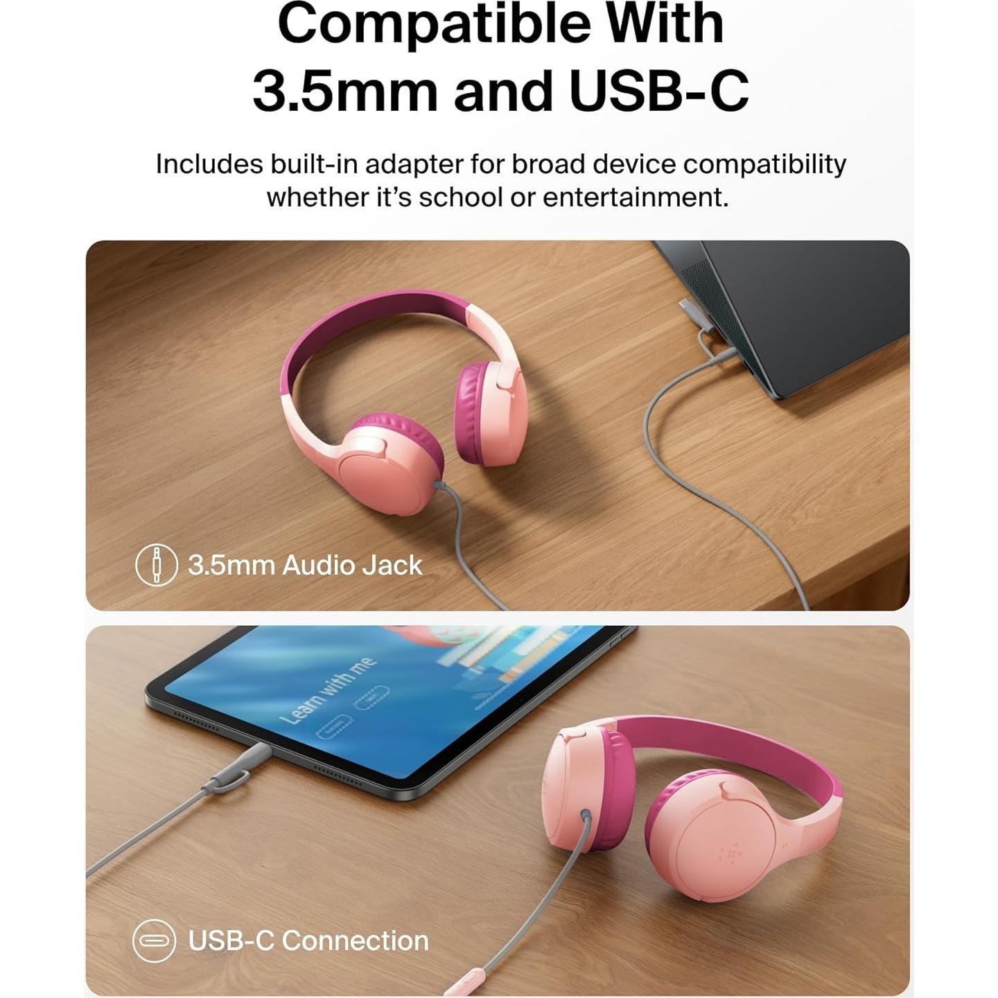 Auriculares con cable Belkin SoundForm Mini para niños Rosa