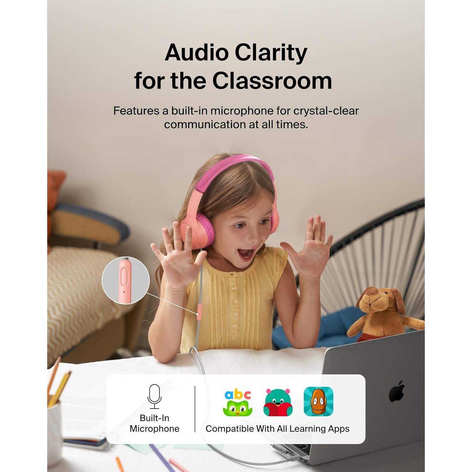 Auriculares con cable Belkin SoundForm Mini para niños Rosa
