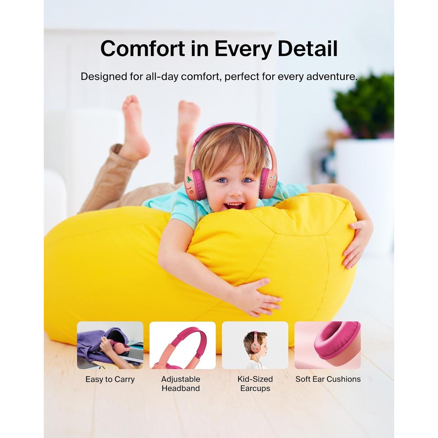 Auriculares con cable Belkin SoundForm Mini para niños Rosa