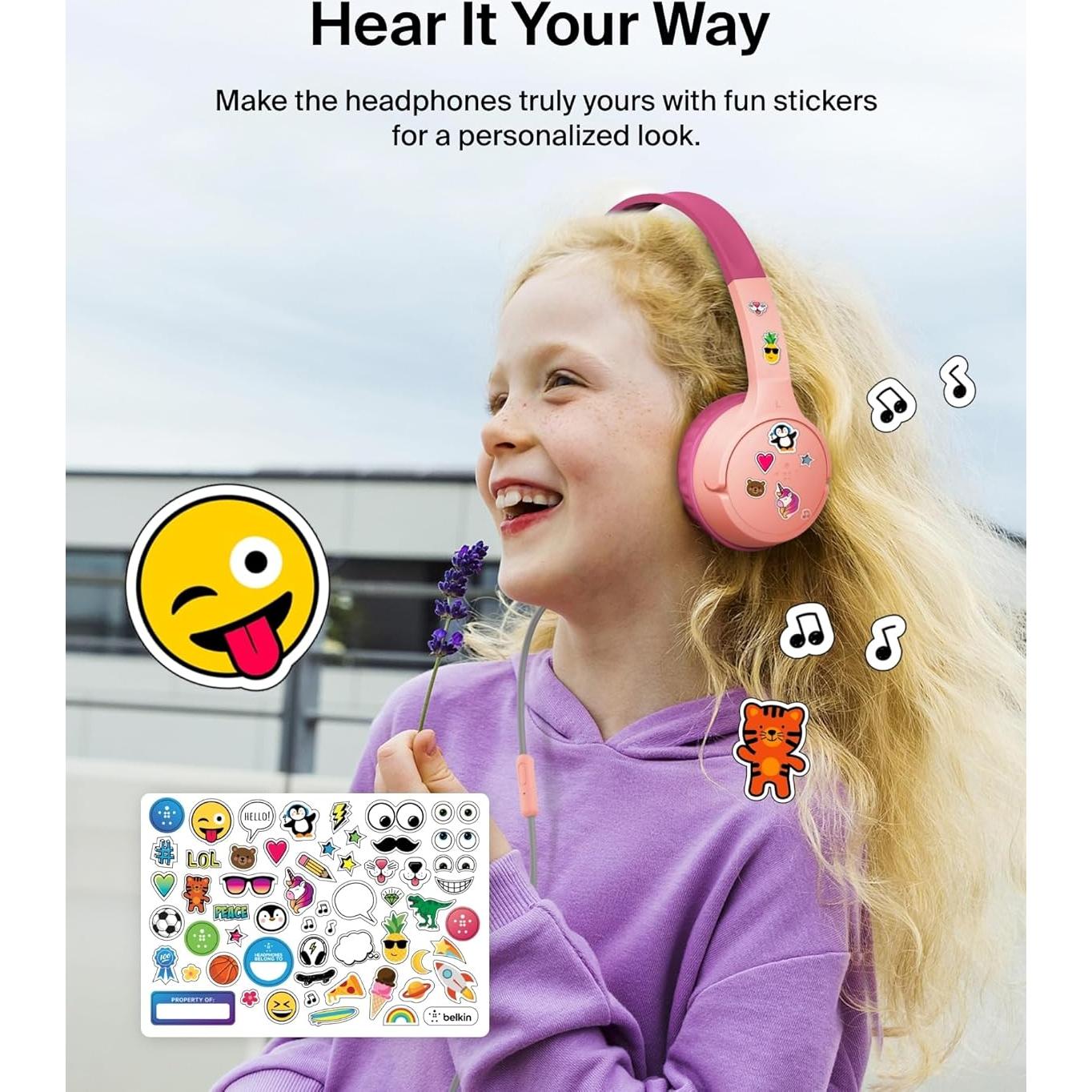 Auriculares con cable Belkin SoundForm Mini para niños Rosa