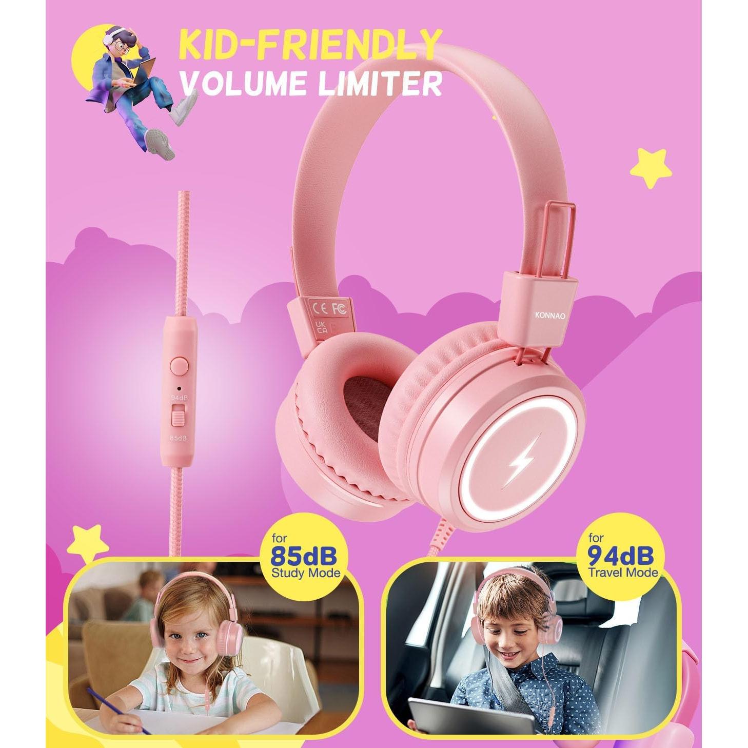 Auriculares USB Tipo C para Niños KONNAO con Luces LED