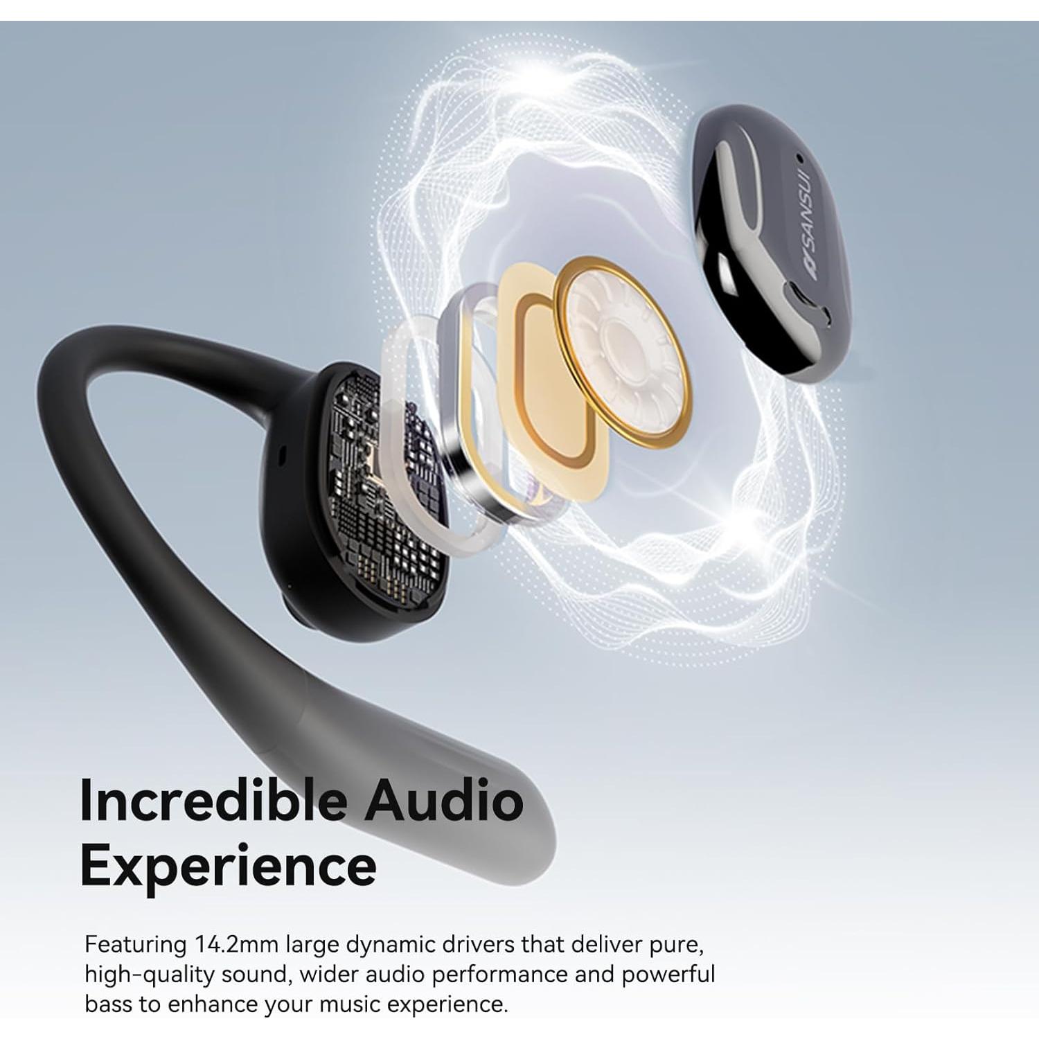 Auriculares SANSUI W93 Inalámbricos Bluetooth 5.4 56h Negro