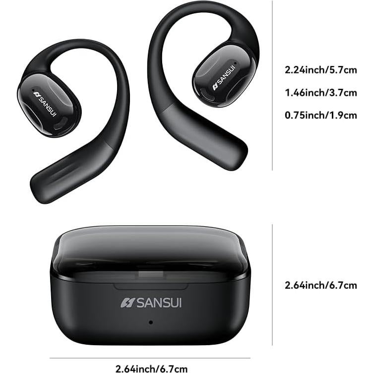 Auriculares SANSUI W93 Inalámbricos Bluetooth 5.4 56h Negro