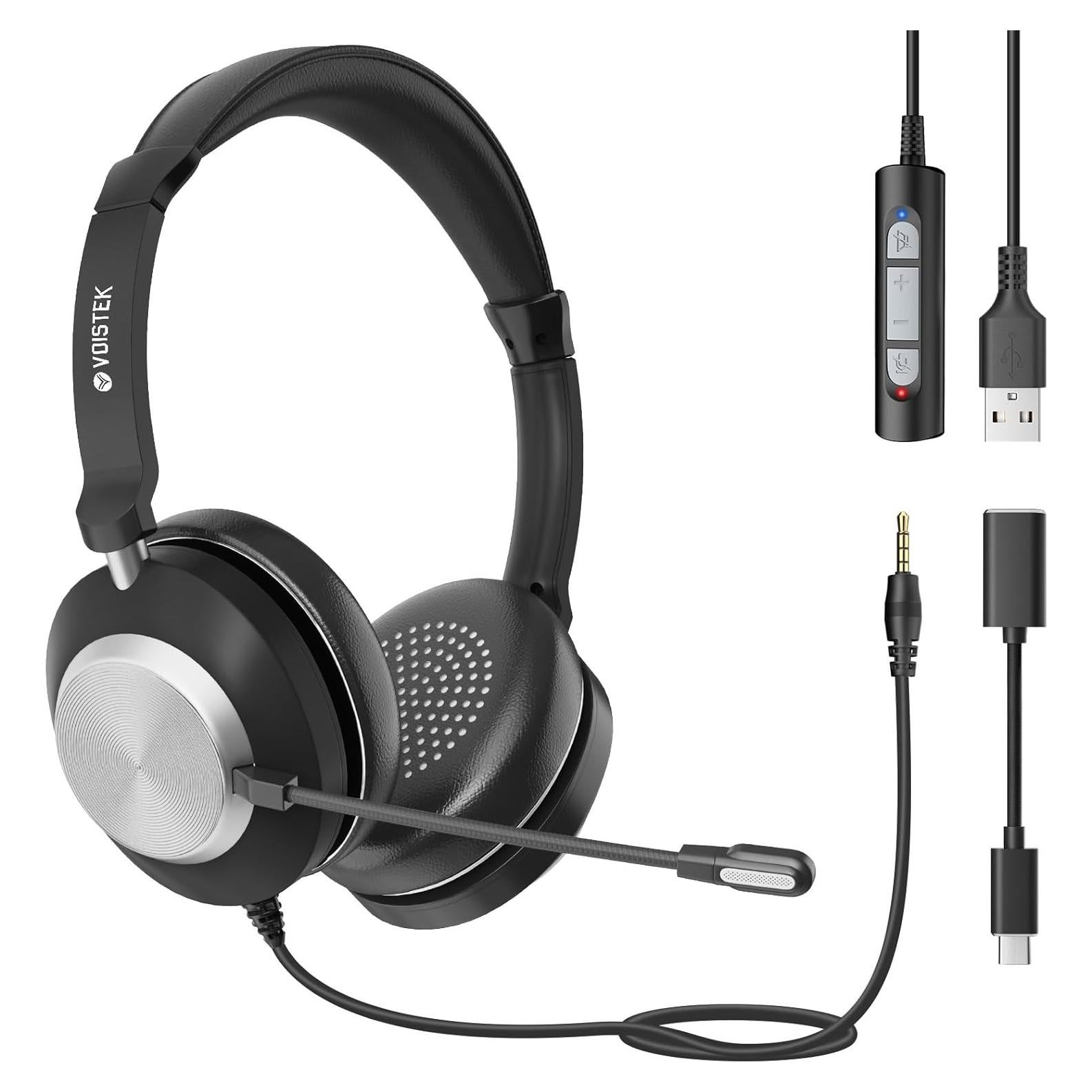 Auriculares Voistek USB con Micrófono Cancelación de Ruido