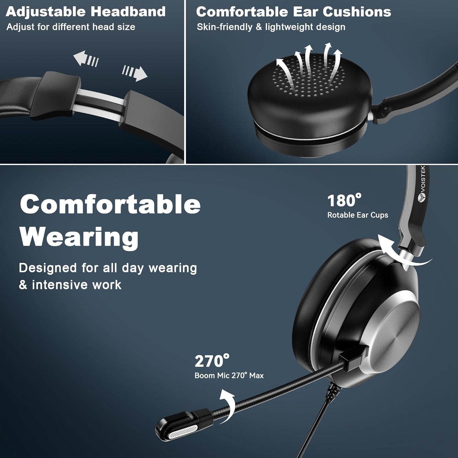 Auriculares Voistek USB con Micrófono Cancelación de Ruido