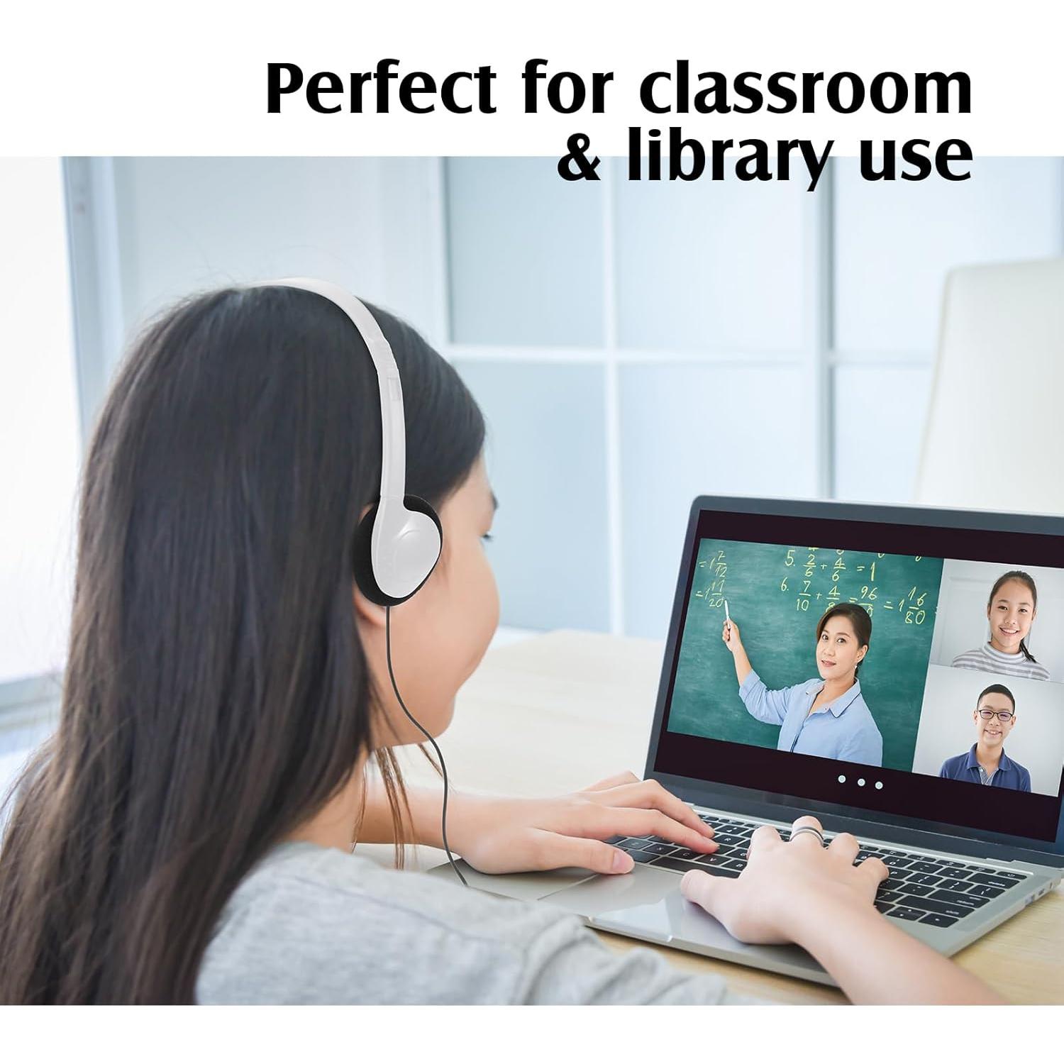 Auriculares Cableados Flutesan Pack 20 para Aula y Biblioteca - Blanco