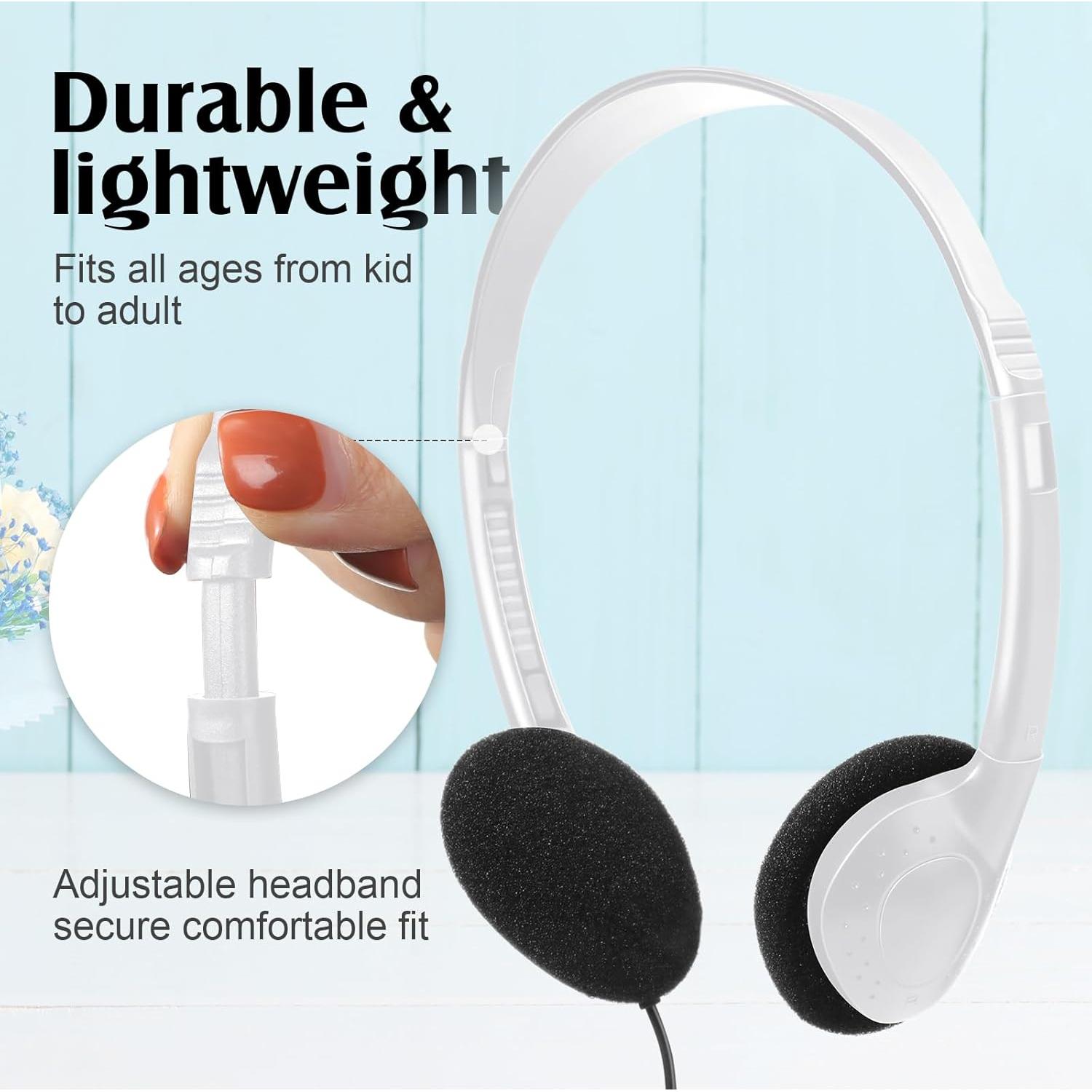 Auriculares Cableados Flutesan Pack 20 para Aula y Biblioteca - Blanco