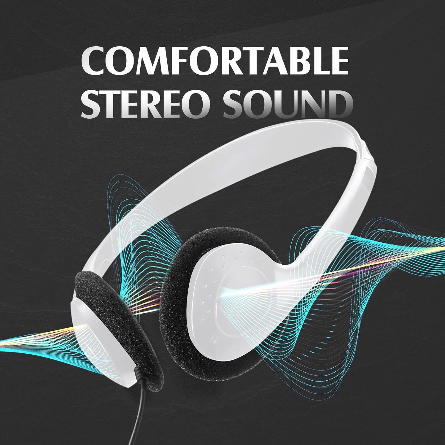 Auriculares Cableados Flutesan Pack 20 para Aula y Biblioteca - Blanco