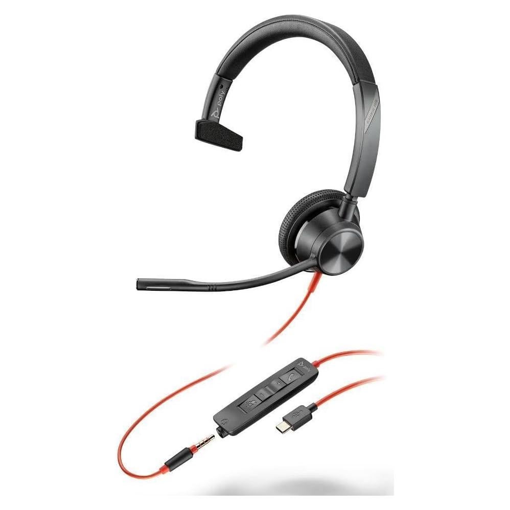 Auricular USB-C Poly Blackwire 3315, Ligero y Ajustable