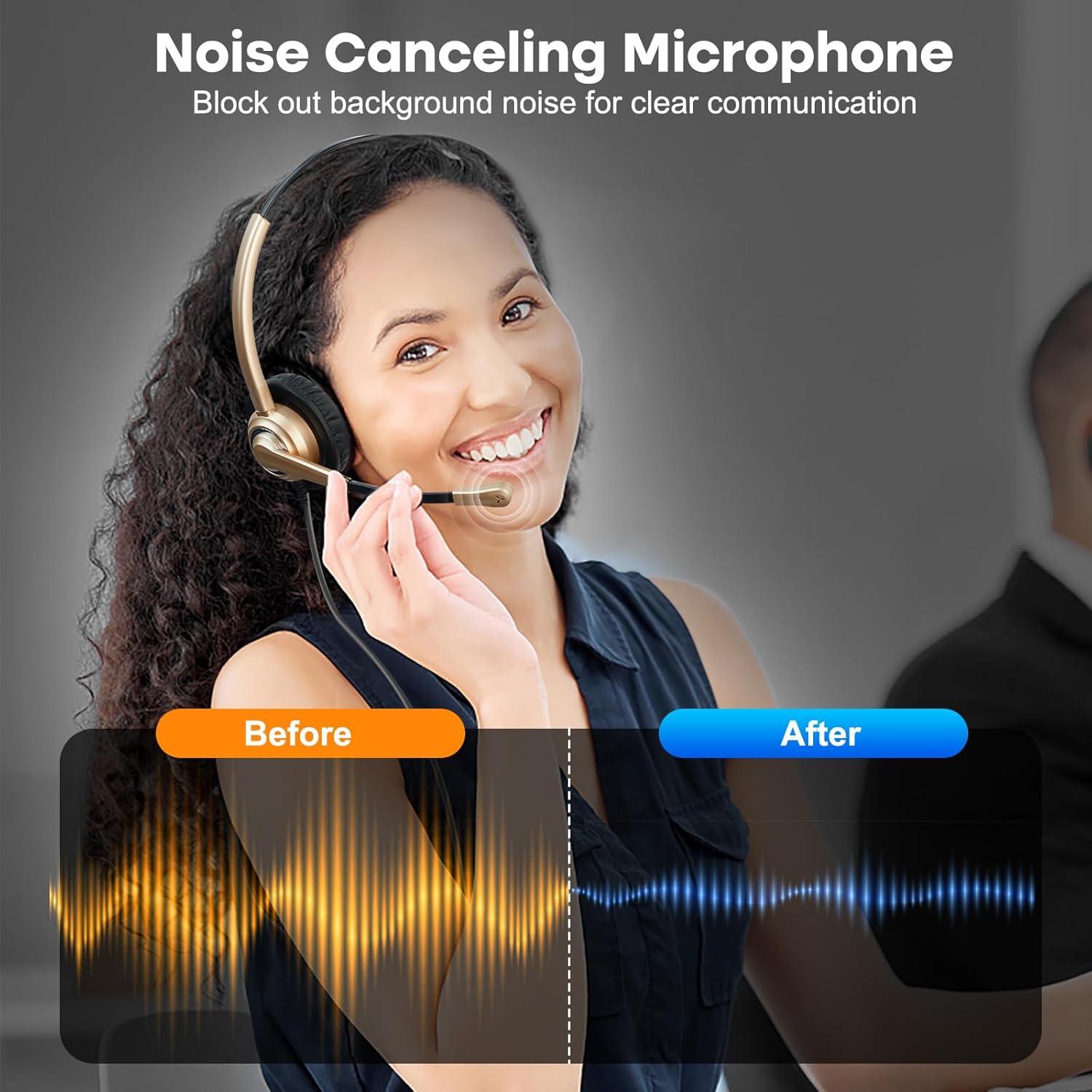 Auricular MAIRDI con micrófono cancelador de ruido para oficina