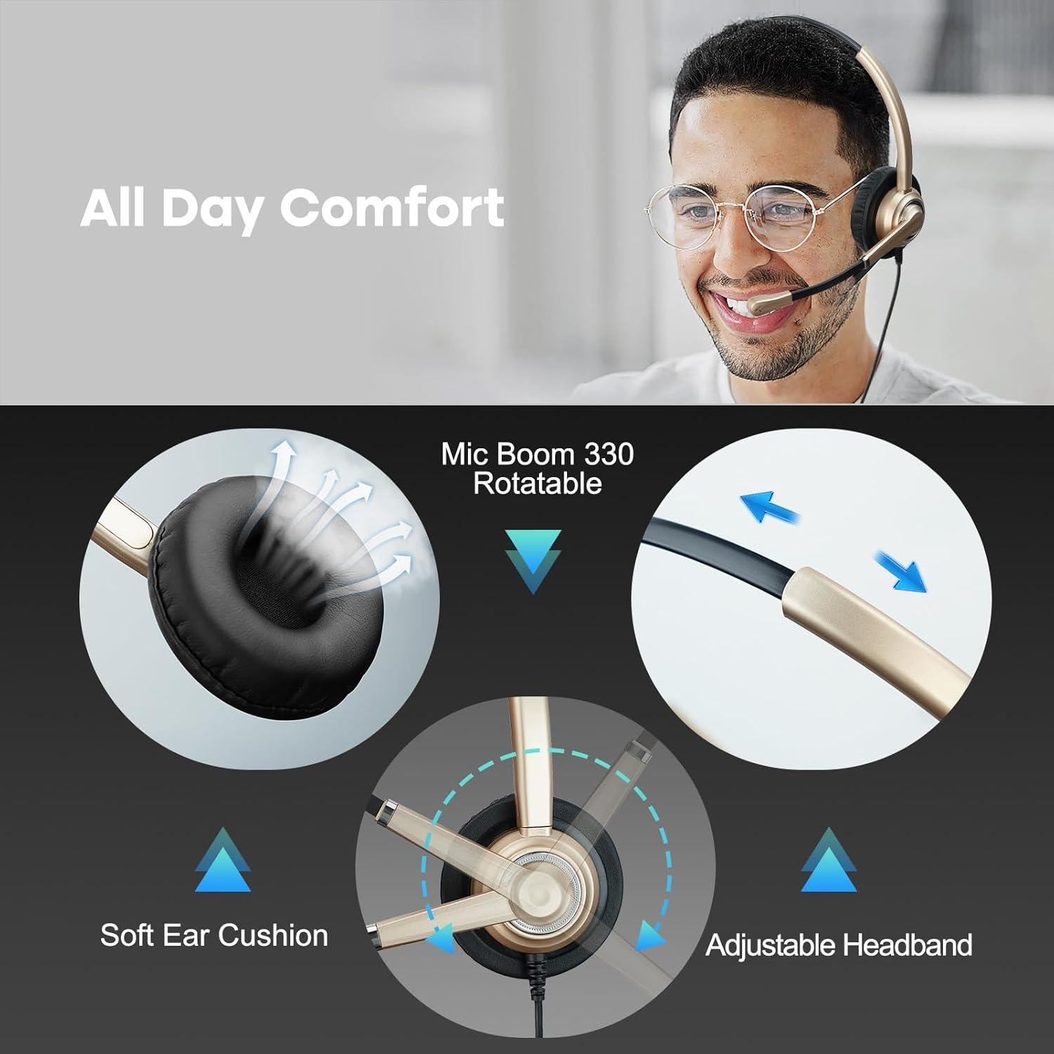 Auricular MAIRDI con micrófono cancelador de ruido para oficina