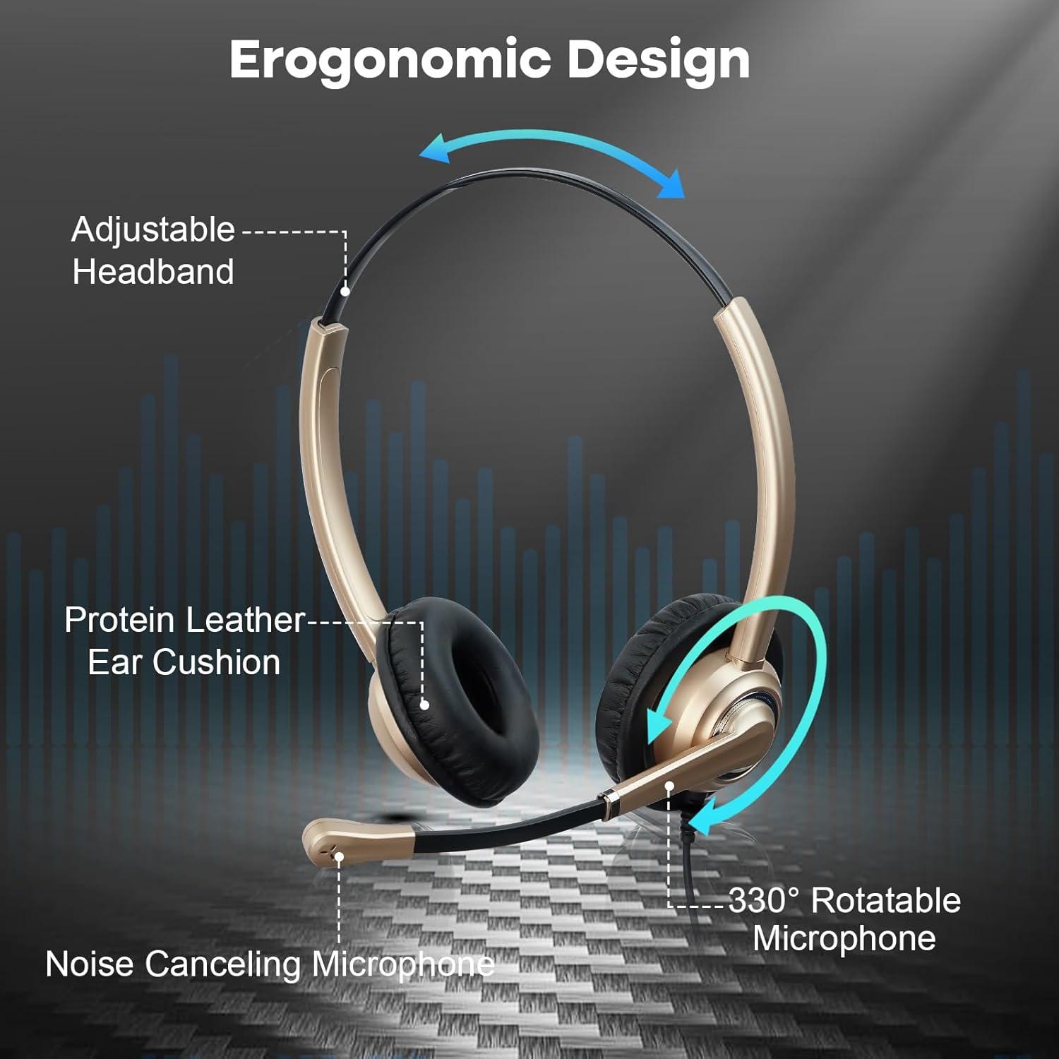 Auricular MAIRDI con micrófono cancelador de ruido para oficina