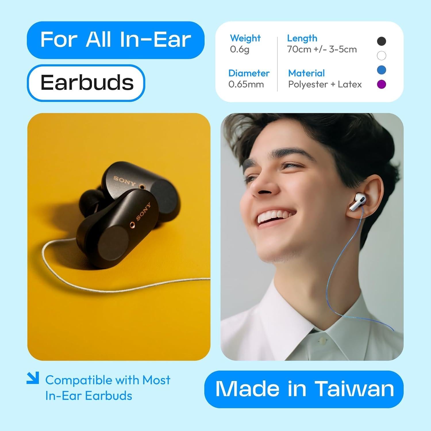 Correa Anti-Pérdida PodString para Auriculares Inalámbricos - Negro