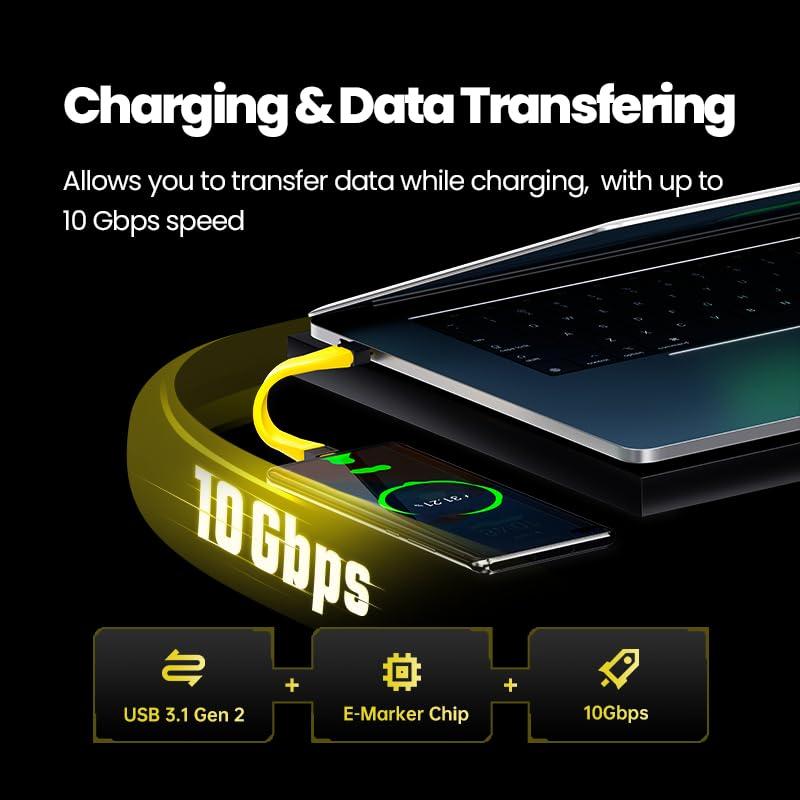 Cable USB C a USB C 0.14m 10Gbps 100W Sharge Amarillo