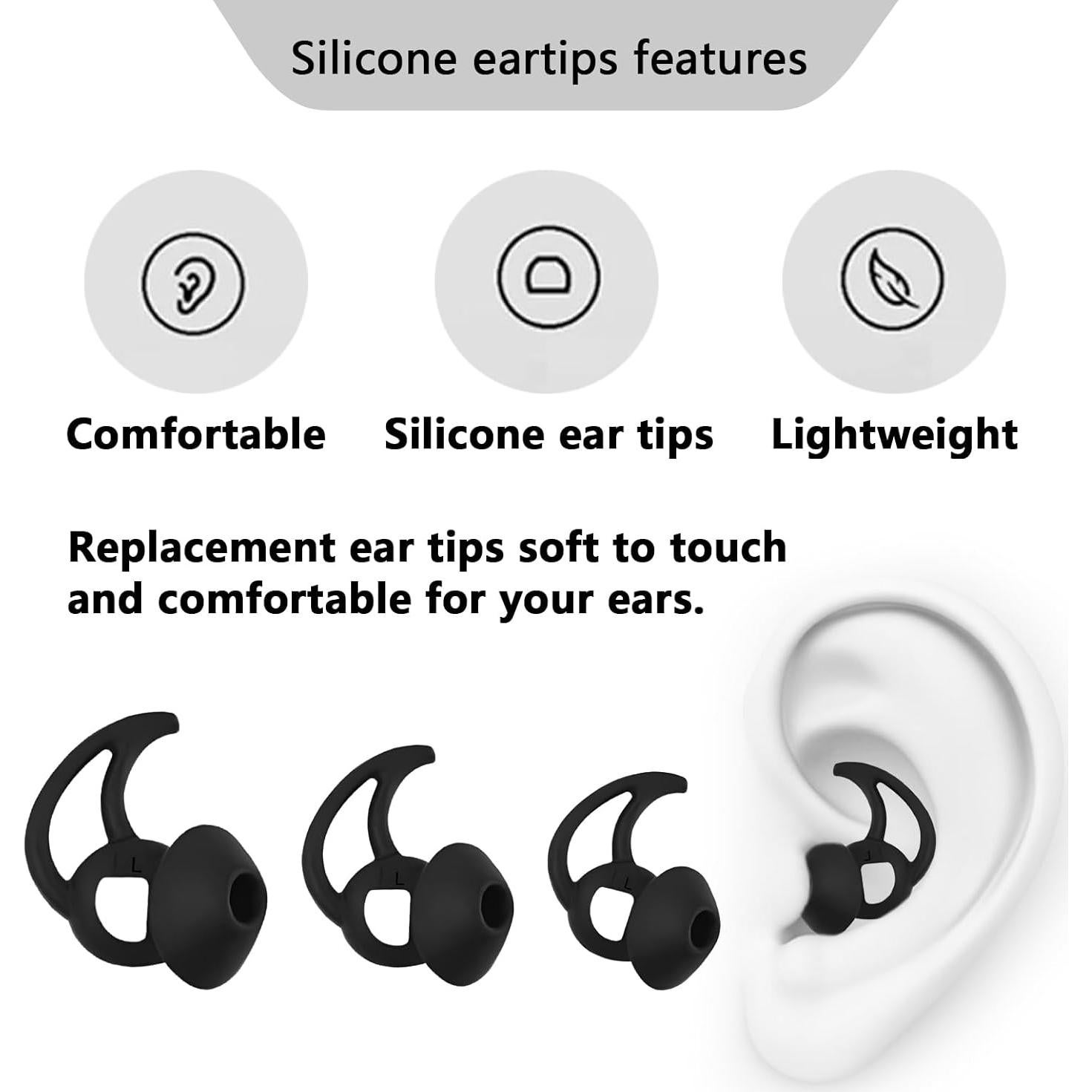 Tips de Silicona Reemplazo para Auriculares Bose S/M/L Negro