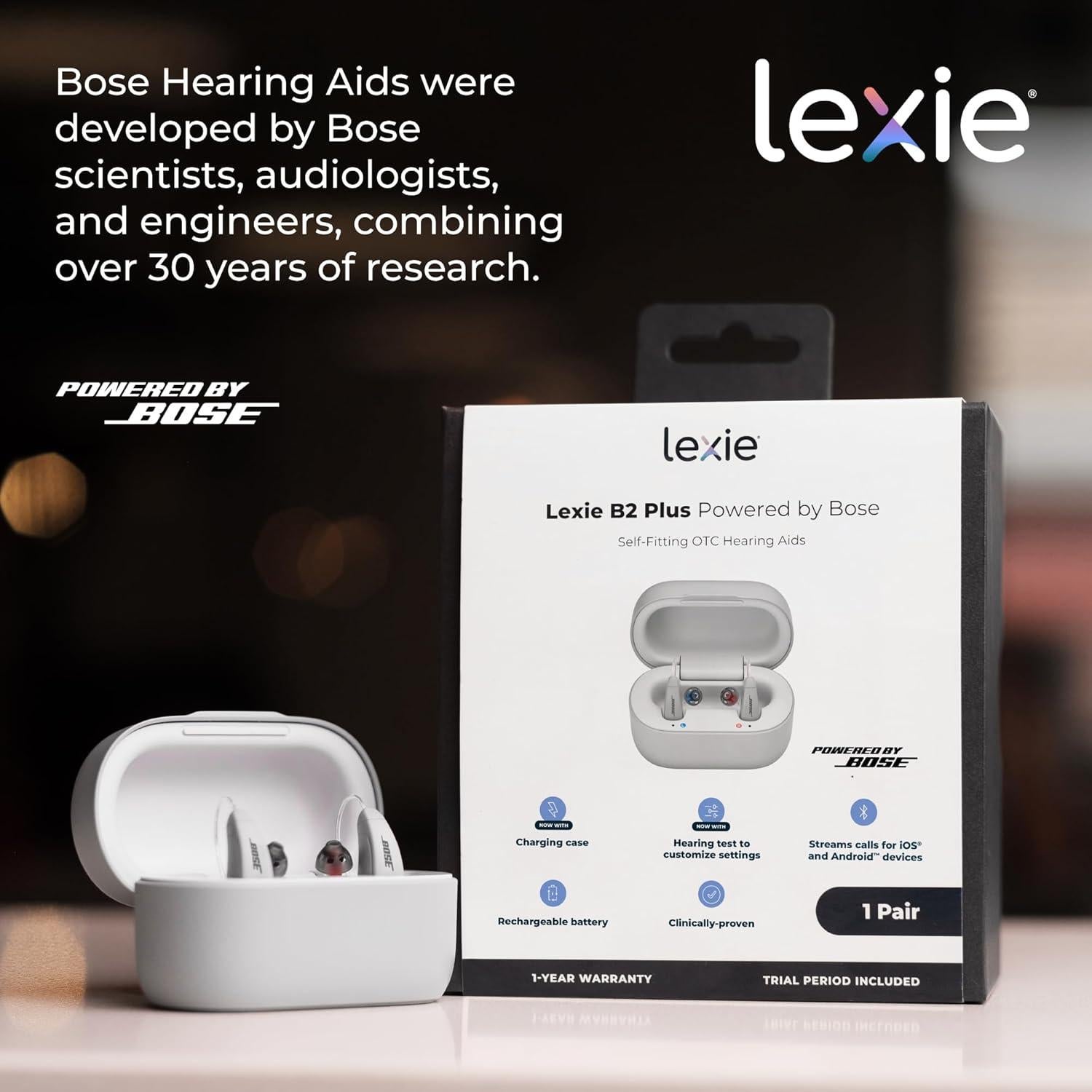 Audífonos Lexie B2 Plus Bose - Recargables OTC para Pérdida Auditiva