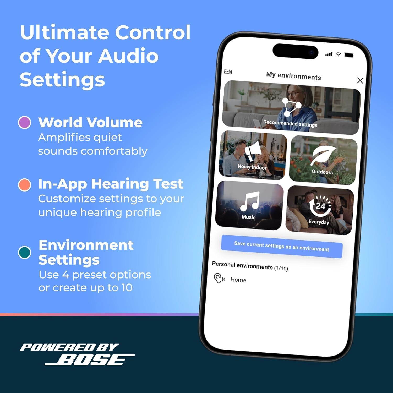 Audífonos Lexie B2 Plus Bose - Recargables OTC para Pérdida Auditiva