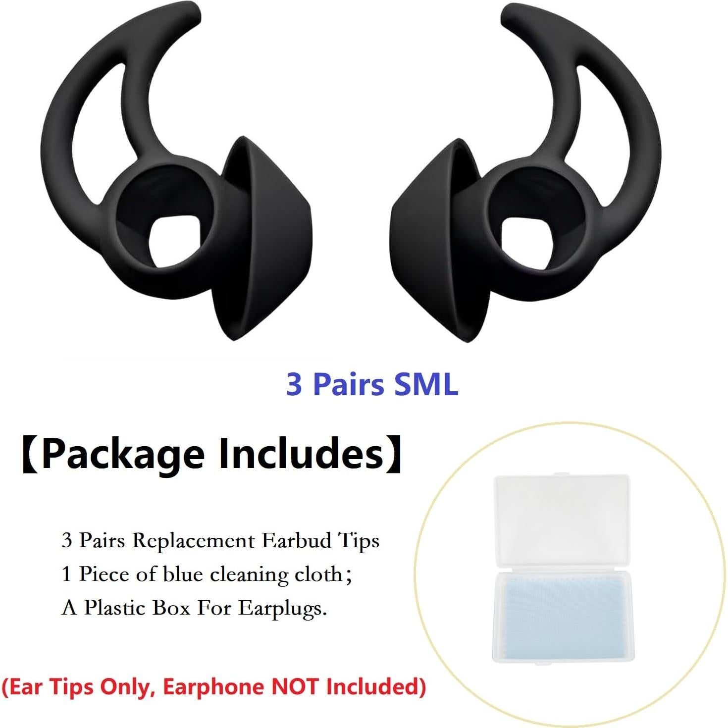 Puntas de Silicona para Auriculares Bose QuietComfort - 3 Pares S M L Negro
