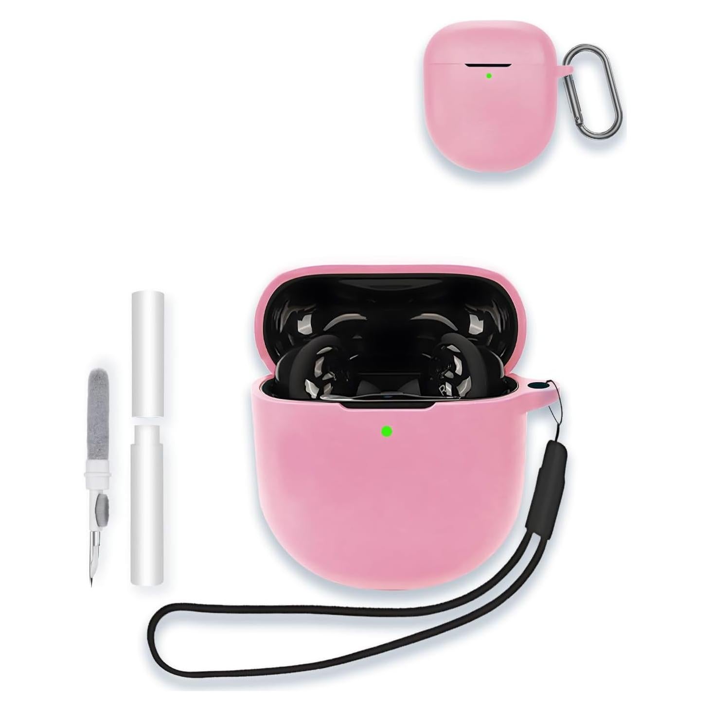Funda de silicona WUNIAK para Bose QuietComfort Earbuds II Rosa