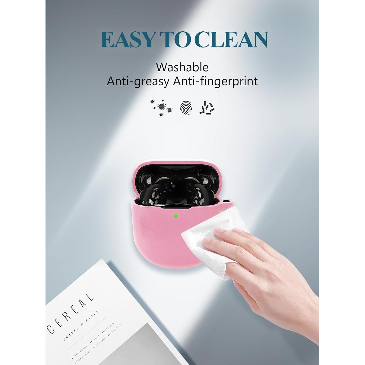 Funda de silicona WUNIAK para Bose QuietComfort Earbuds II Rosa