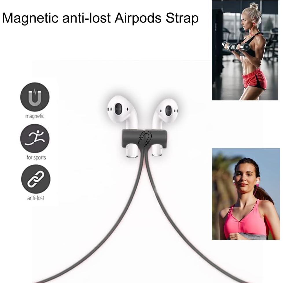 Correas Magnéticas Antipérdida CLAIOL para AirPods - 2 Pcs Negro