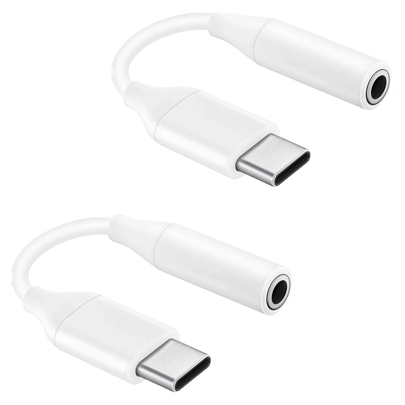 Adaptador USB C a 3.5mm Tek Styz - 2 Piezas Blanco