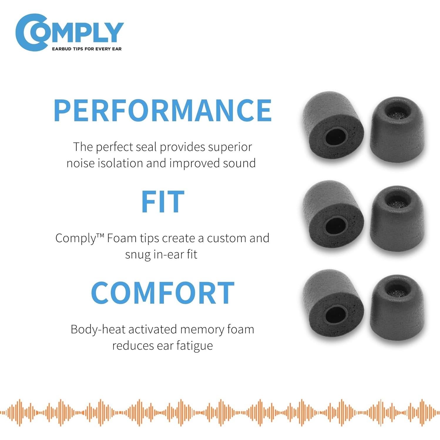 Puntas de oído Comply para Sennheiser - Espuma Viscoelástica, Grande (3 Pares)