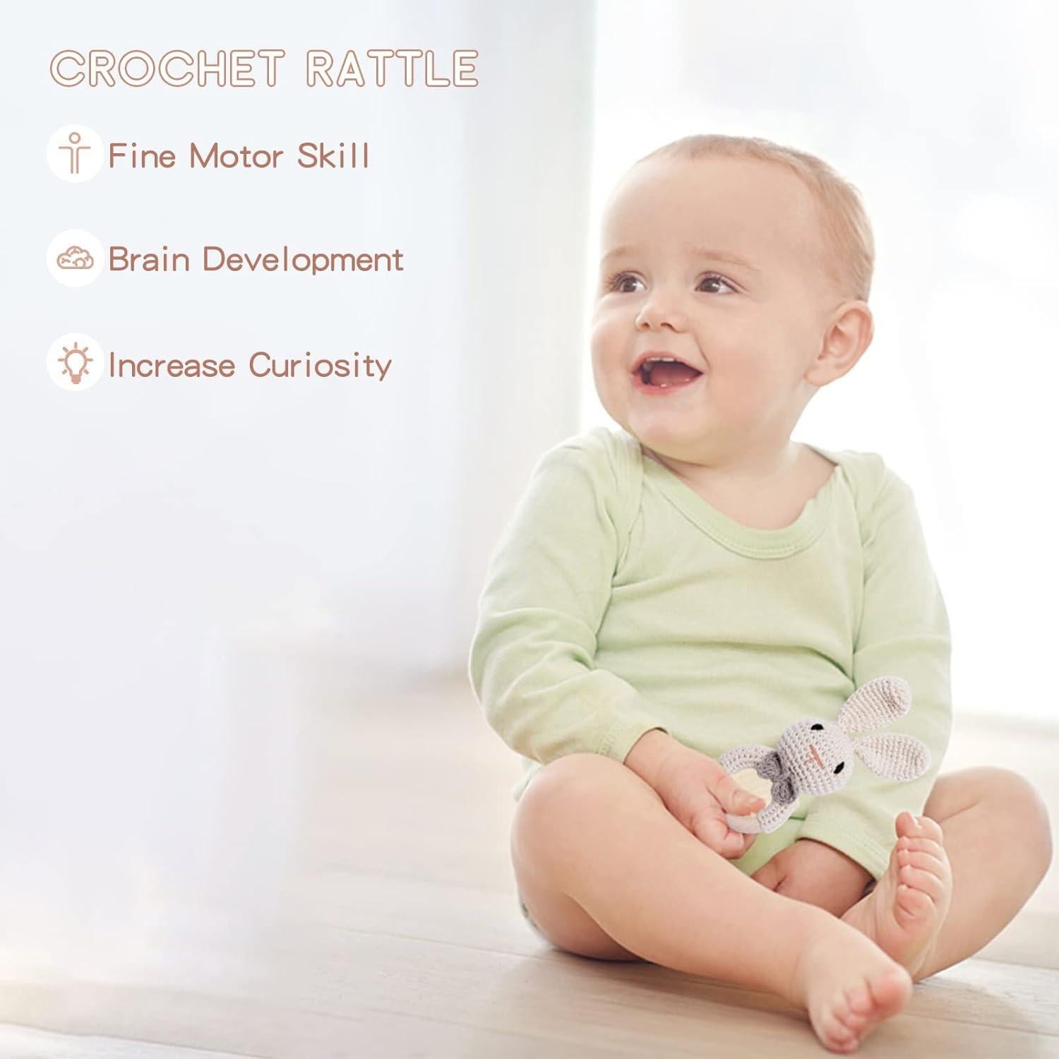 Sonajero de Madera Youuys Conejo Beige 2 en 1 para Bebés