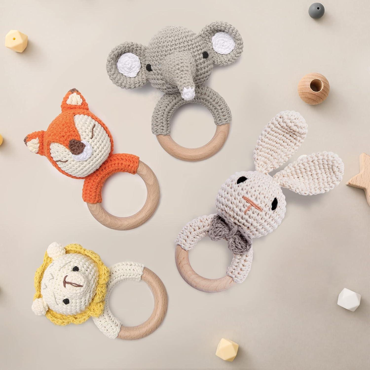 Sonajero de Madera Youuys Conejo Beige 2 en 1 para Bebés